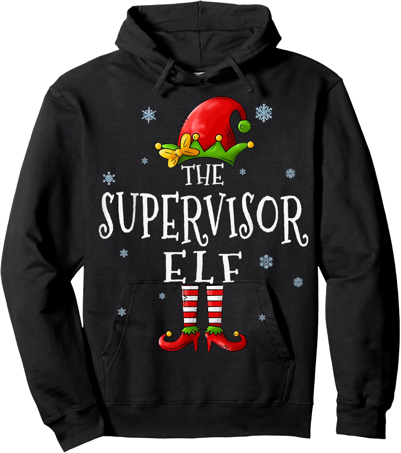The Supervisor Elf Squad Funny Groupe Matching Christmas Hoodie - Hoodie | Black