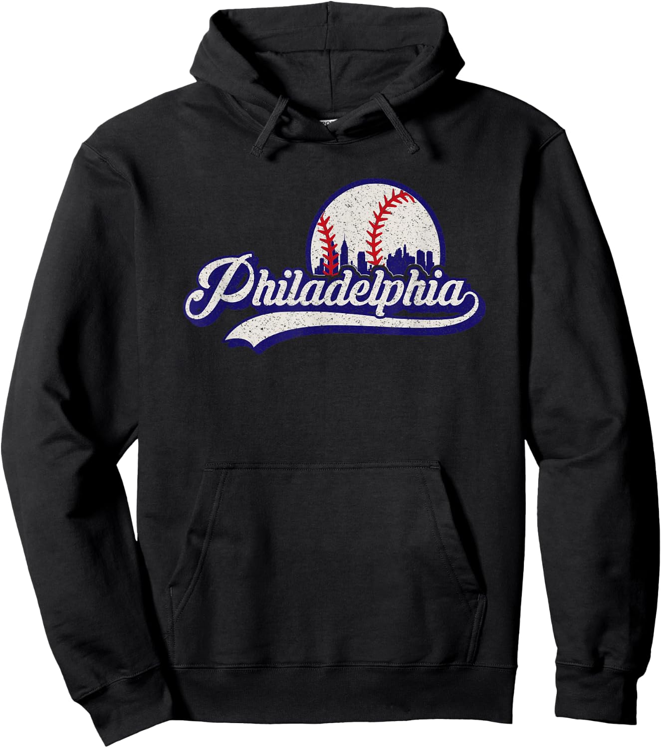 Vintage Distressed Philly Baseball Lovers Hoodie - Hoodie | Black