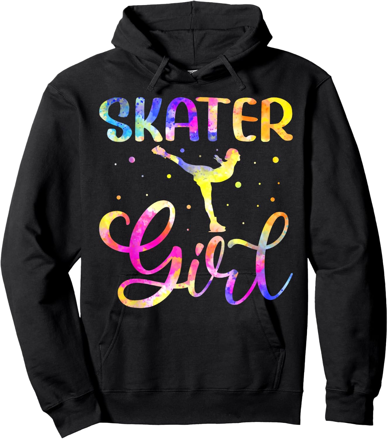 Skater Girl Colorful Skating Figure Winter Sports Hoodie - Hoodie | Black