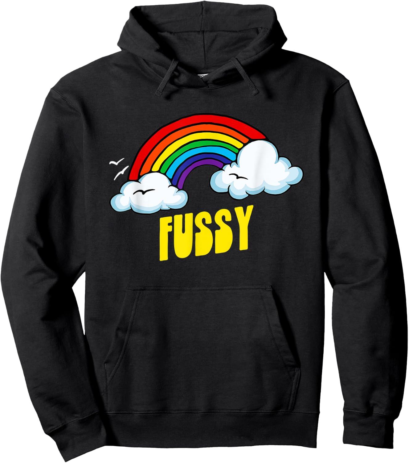 Fussy Cute Funny Sarcastic Retro Vintage 80's Rainbow Hoodie - Hoodie | Black