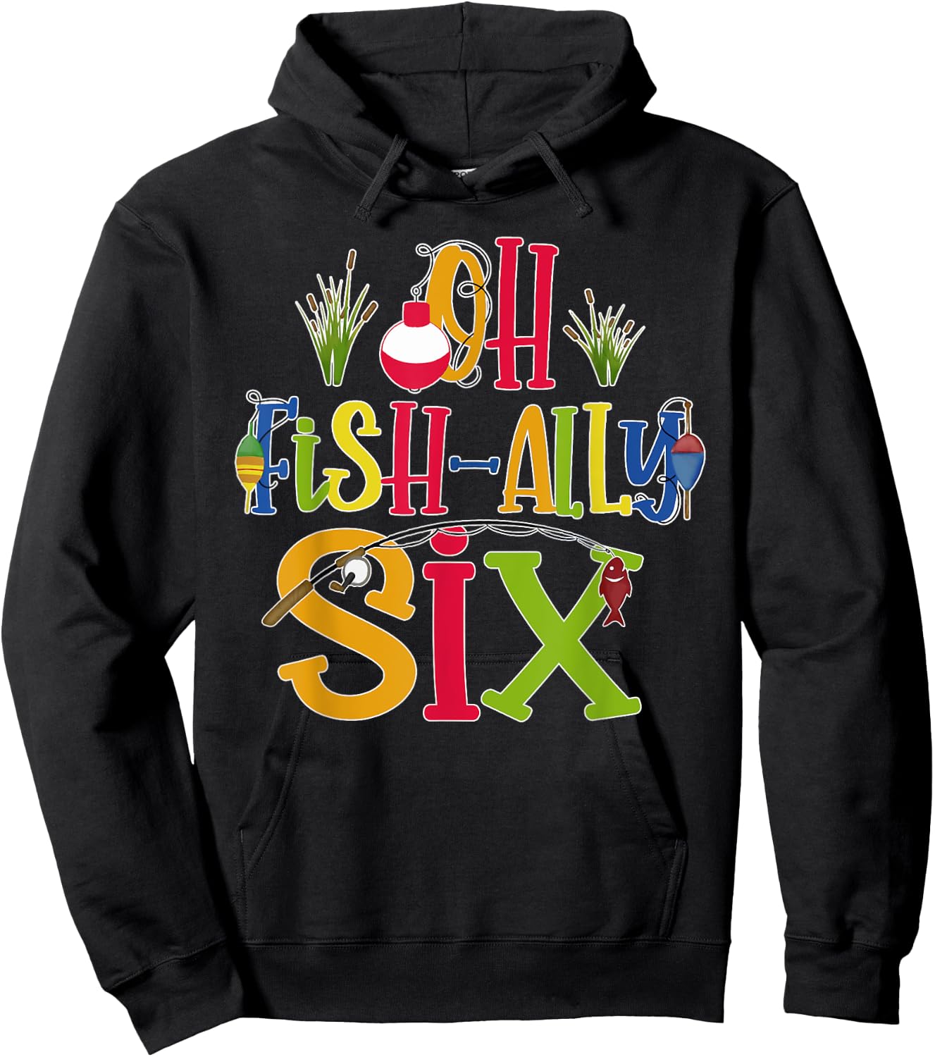 Oh Fish Ally Six Birthday Boy Outfit 6 Year Old 6th Bday Hoodie - Hoodie | Black