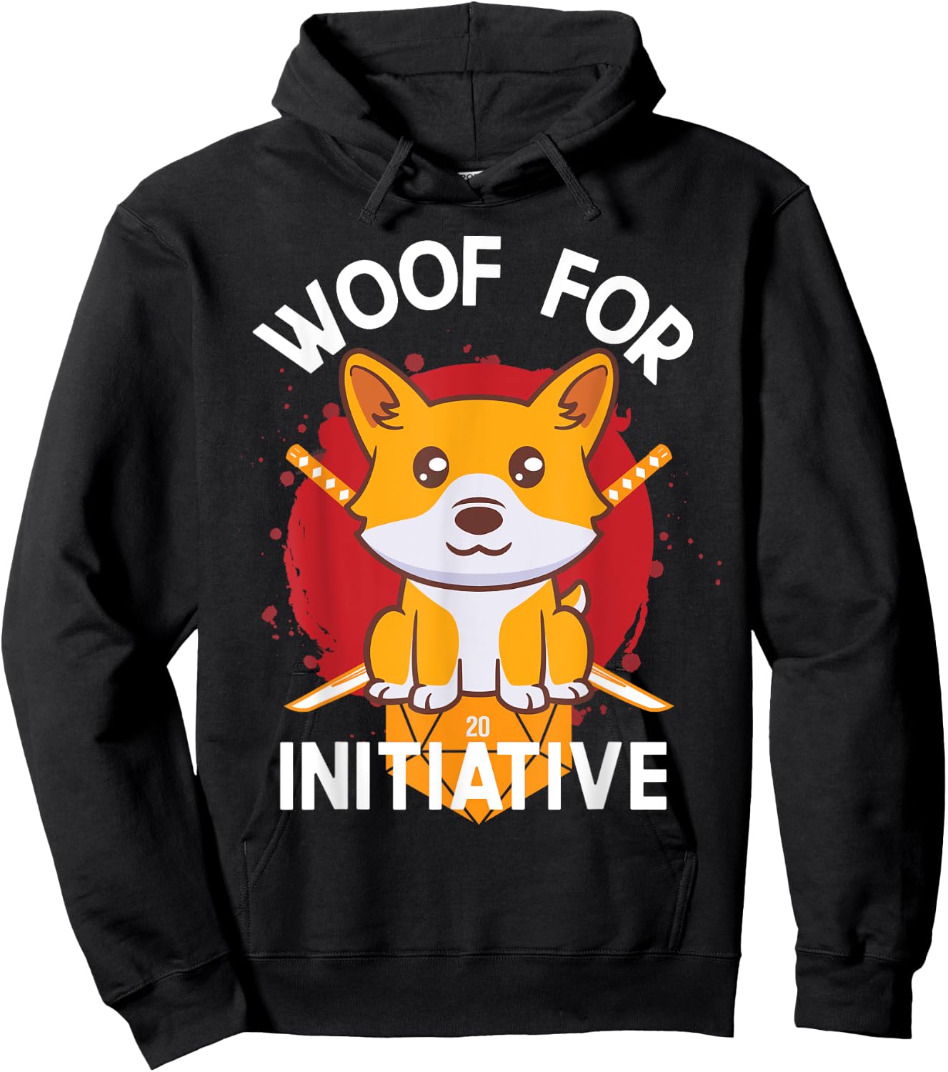 Corgi Lovers Gamer Woof For Initiative D20 RPG Hoodie - Hoodie | Black
