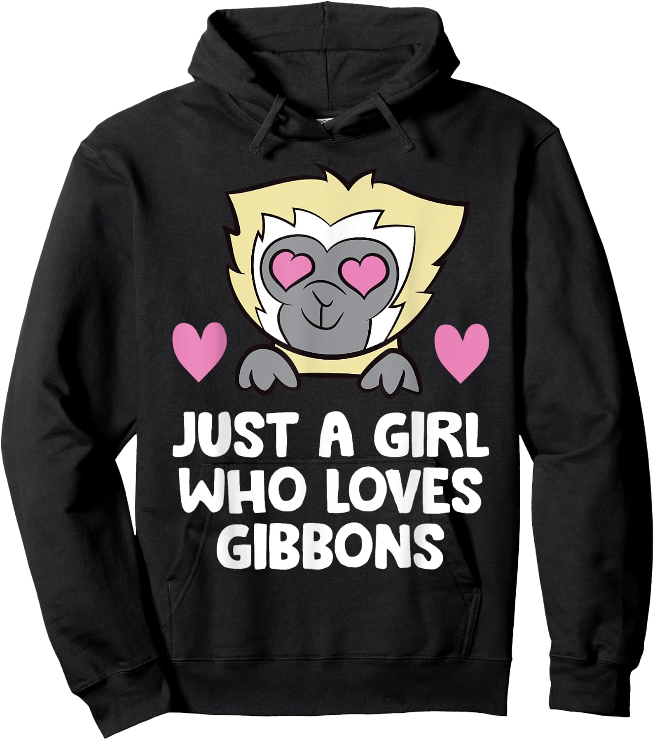 Just a Girl Who Loves Gibbons Cute Gibbon Monkey Hoodie - Hoodie | Black