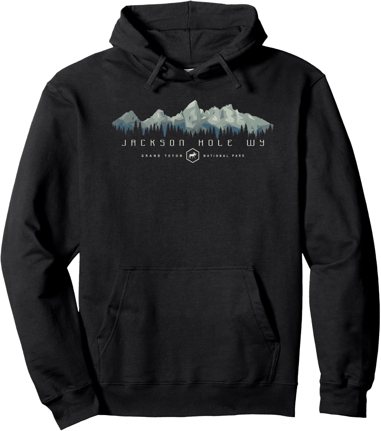 Grand Teton National Park Retro Hoodie - Hoodie | Black