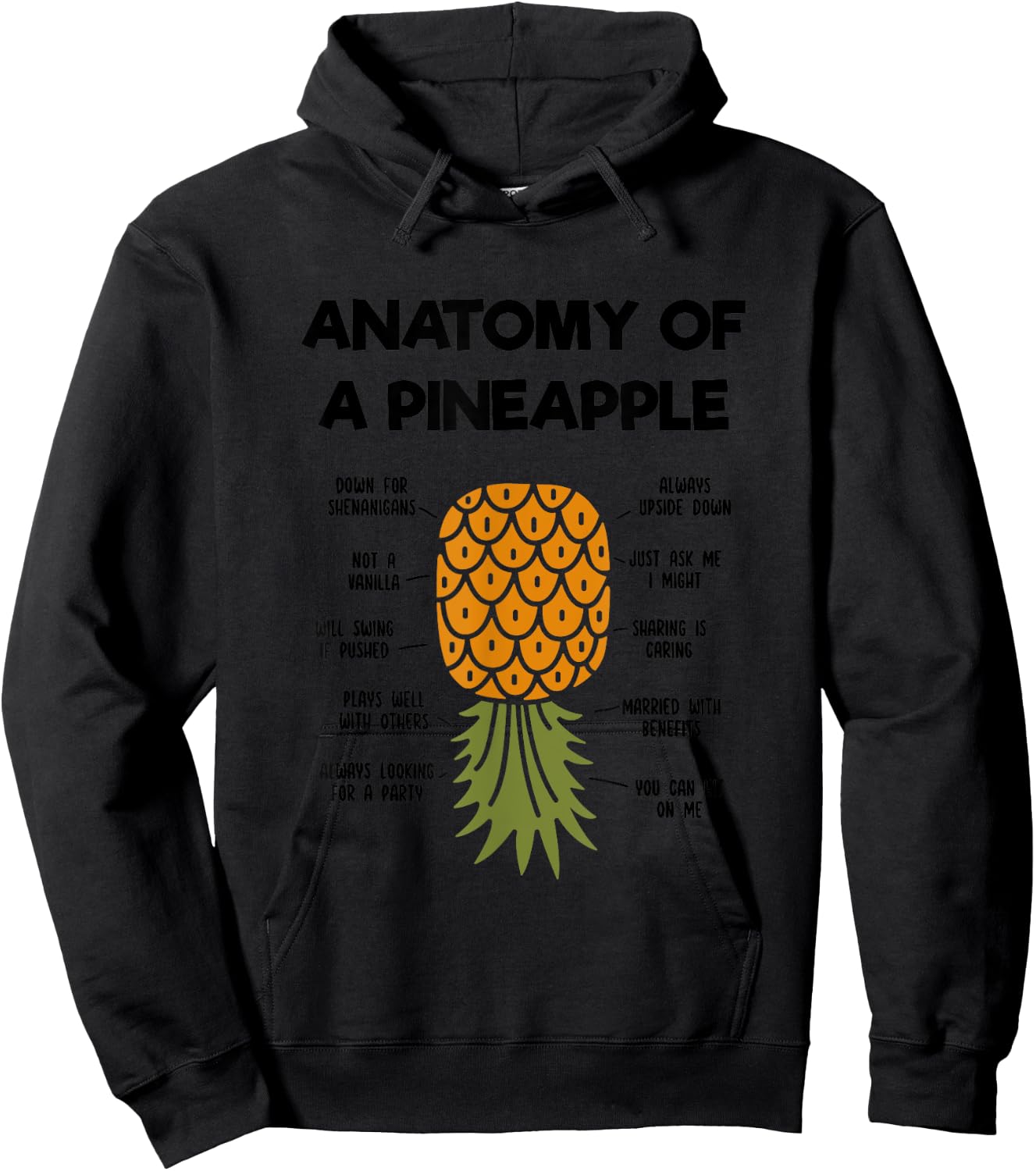 Funny Upside Down Pineapple Anatomy of a Pineapple Swinger Hoodie - Hoodie | Black
