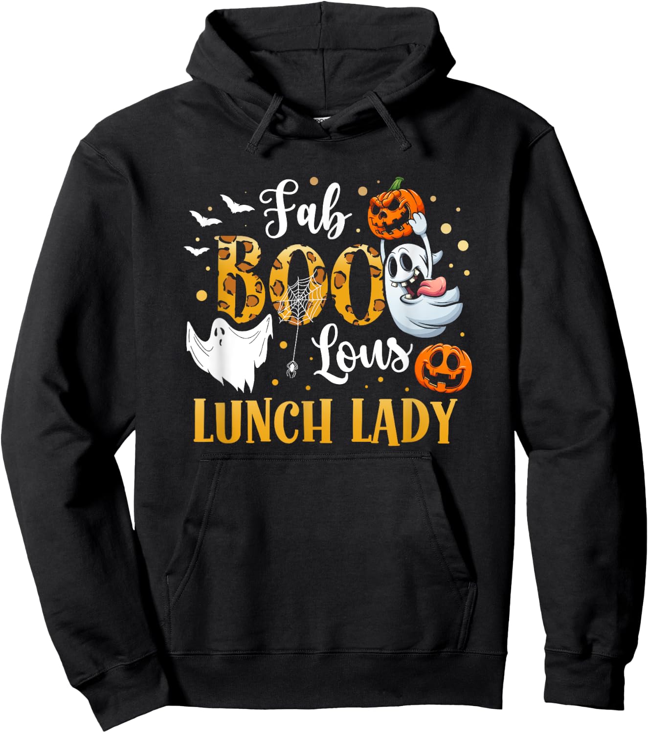Spooky Fab Boo Lous Ghost Halloween Lunch Lady Hoodie - Hoodie | Black
