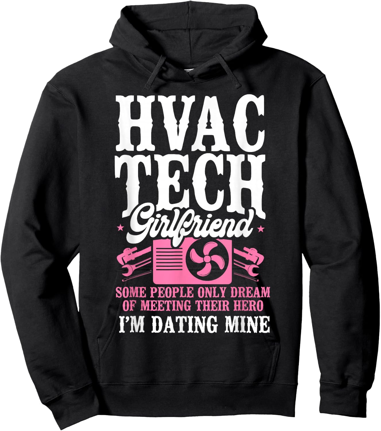 HVAC Technician Tech Girlfriend Vintage Hvac Tech Girlfriend Hoodie - Hoodie | Black