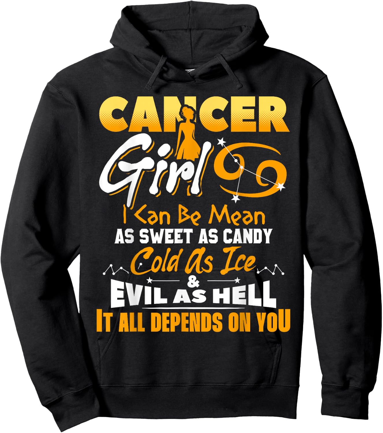 Cancer Girl Zodiac Birthday June July Month Funny Hoodie - Hoodie | Black