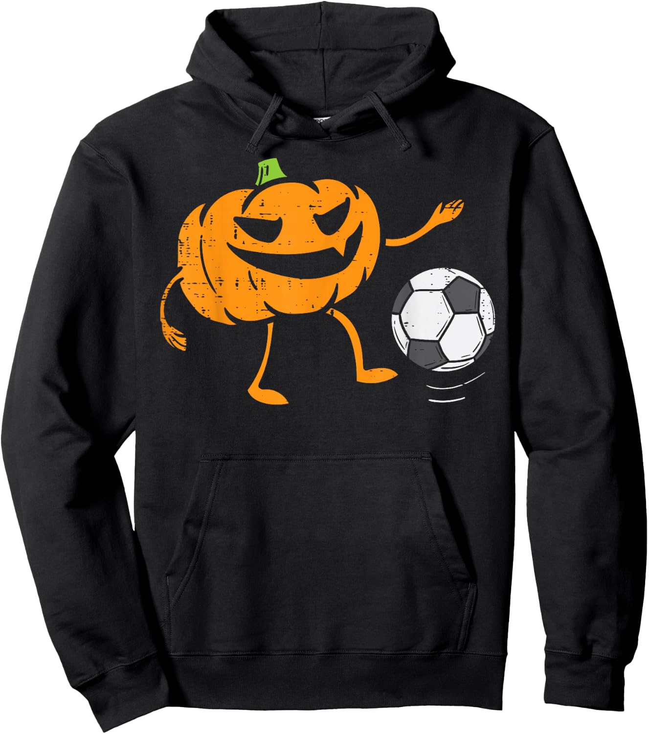 Pumpkin Playing Soccer Football Halloween Costume Sports Hoodie - Hoodie | Black