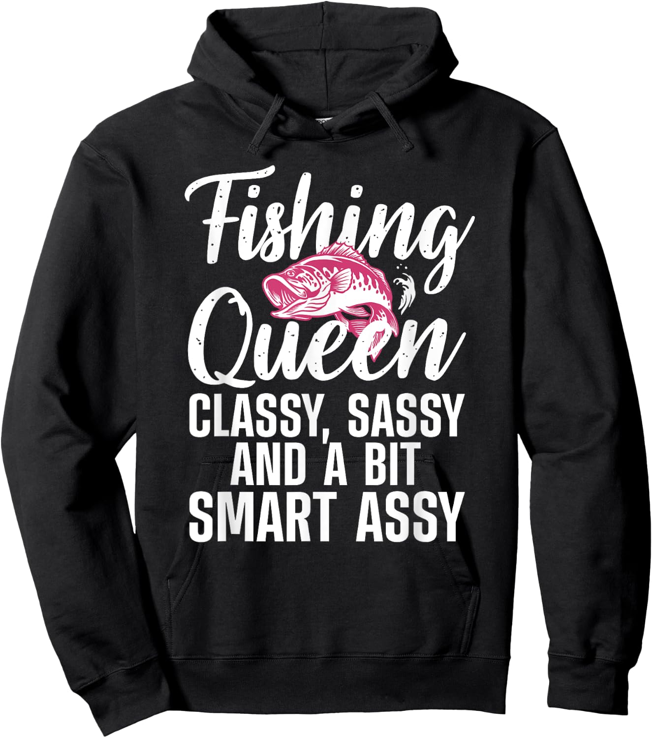 Funny Fishing Queen Design Ladies Fishing Lovers Hoodie - Hoodie | Black