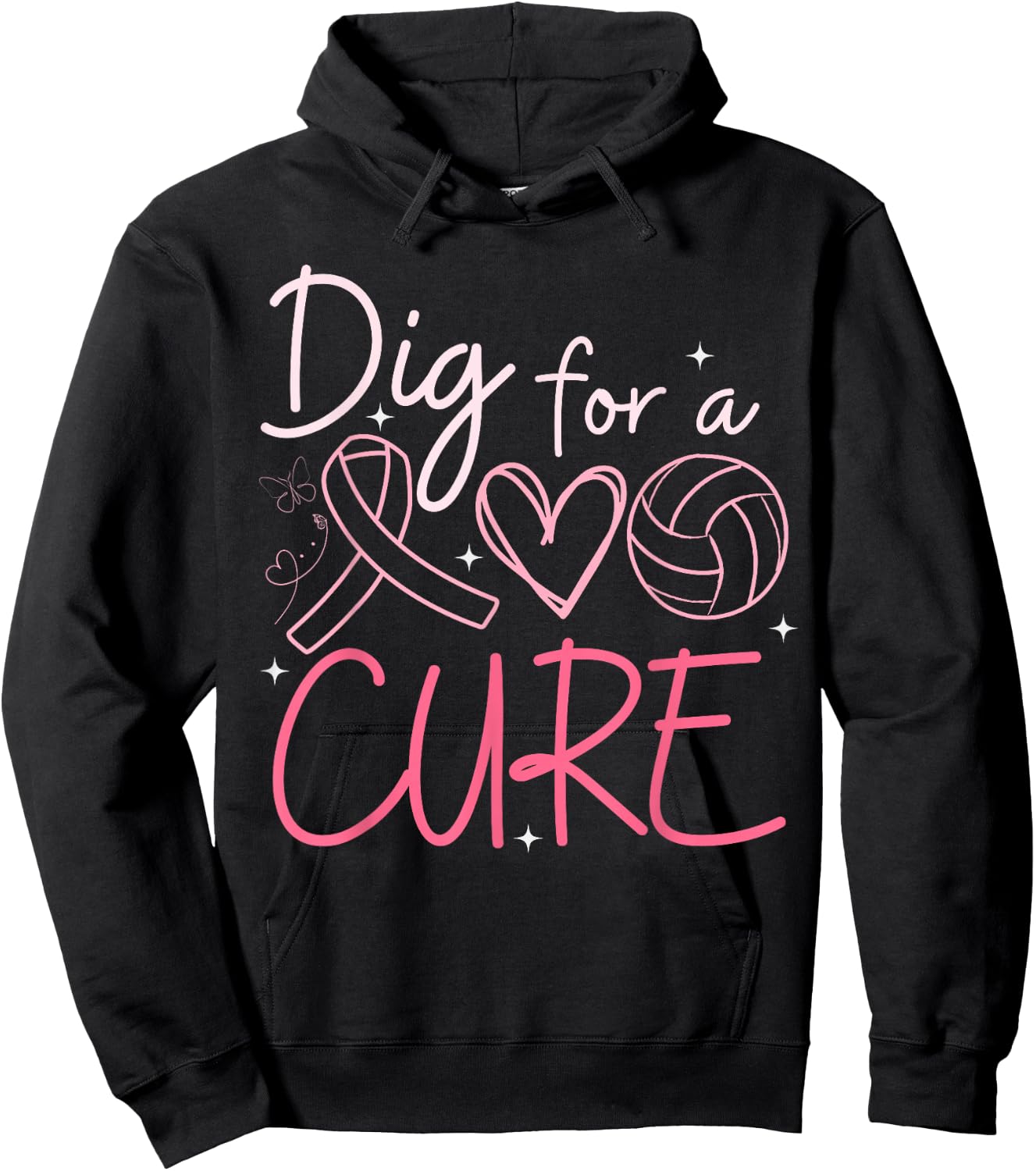 Breast Cancer Awareness Dig For A Cure Volleyball Pink Out Hoodie - Hoodie | Black