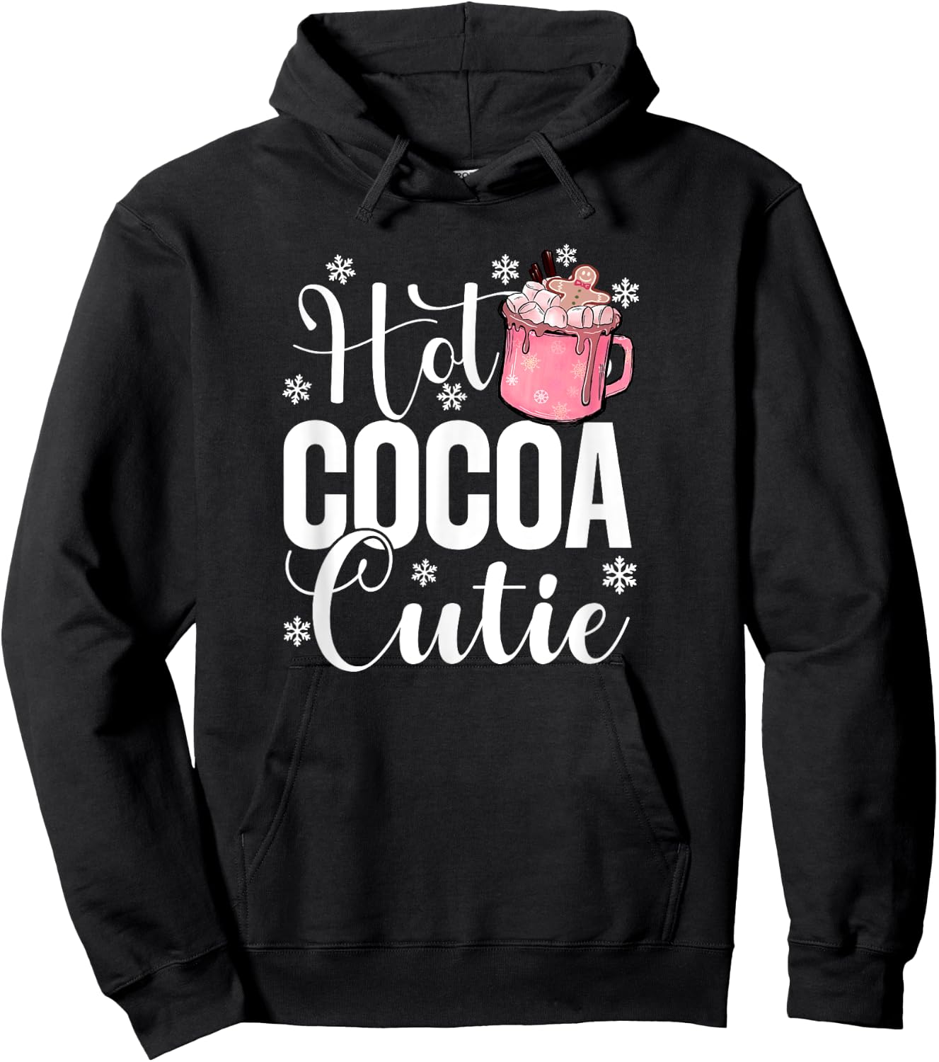 Hot Cocoa Cutie Christmas Quote Hot Chocolate Lover Girls Hoodie - Hoodie | Black