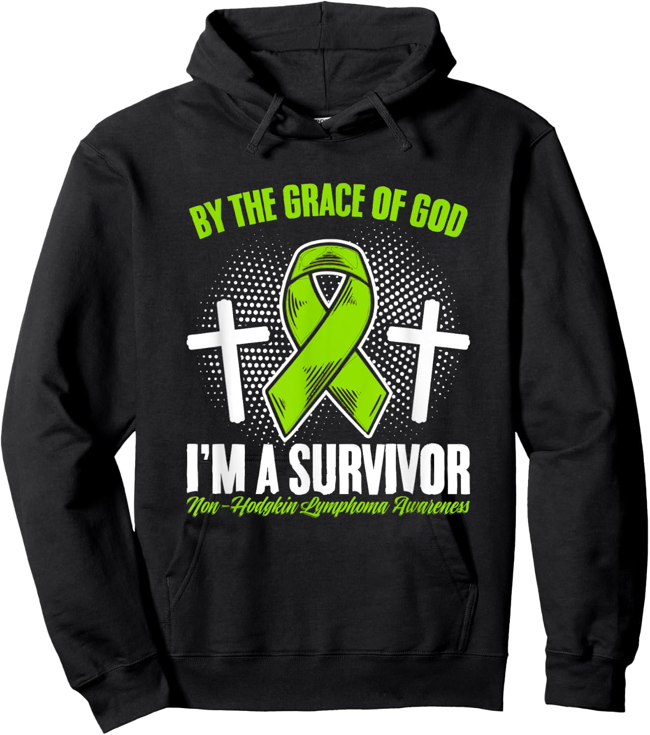 Grace Of God Green Ribbon Non-Hodgkin Lymphoma Awareness Hoodie - Hoodie | Black