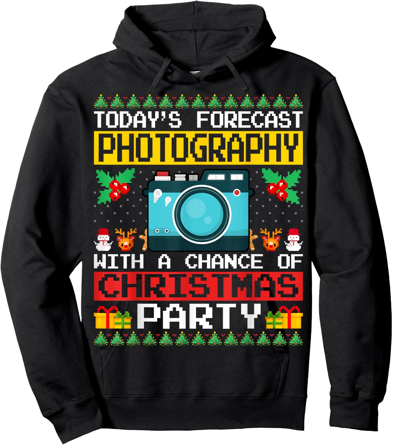 Photography Christmas Party Photographer Xmas Ugly Style Hoodie - Hoodie | Black