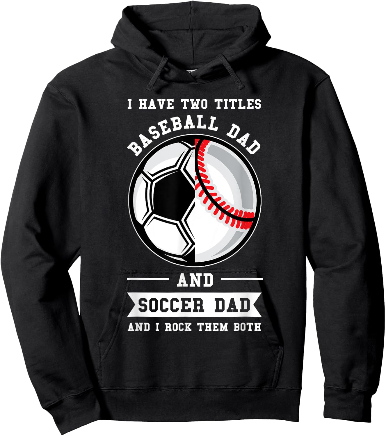 2 titles Baseball Dad and Soccer Dad Ball Dad Hoodie - Hoodie | Black