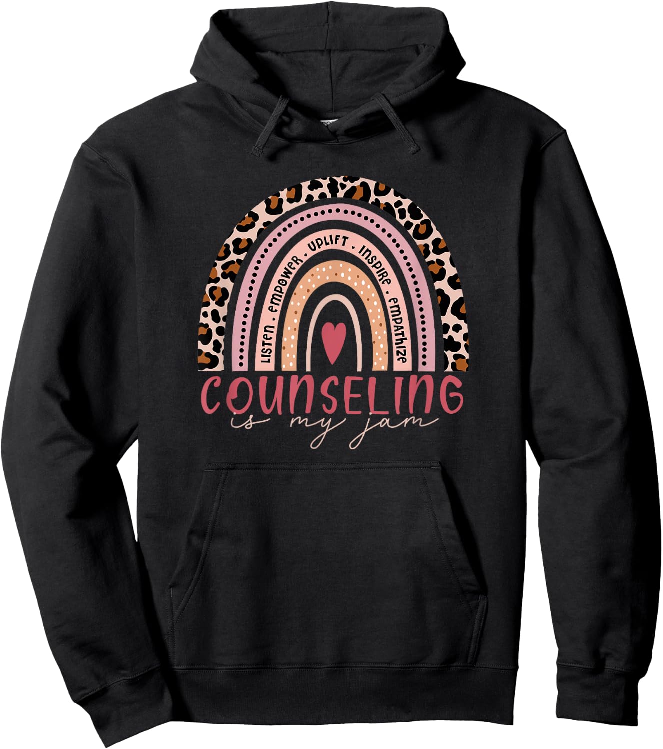 School Counselor Shirt Counseling Is My Jam Leopard Rainbow Hoodie - Hoodie | Black