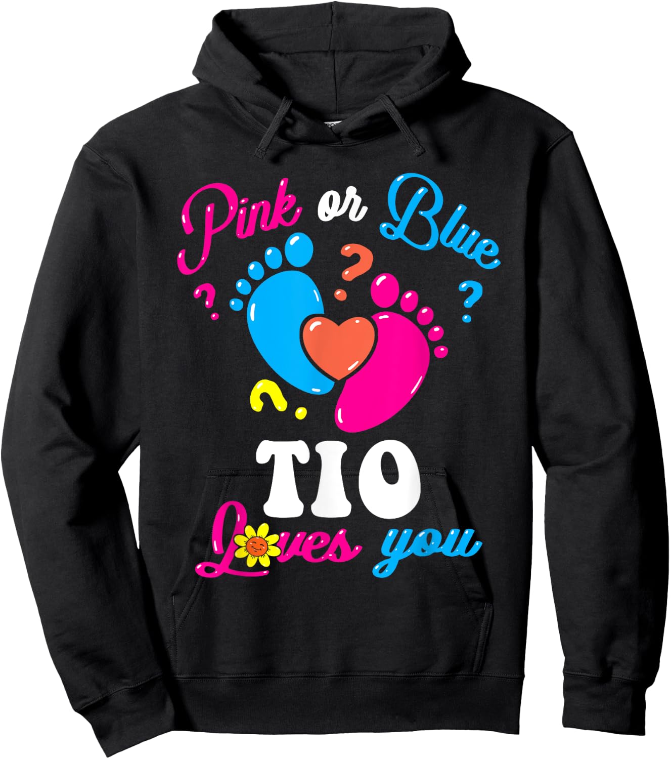 Pink or Blue Tio Loves You Baby Gender Reveal Party Uncle Hoodie - Hoodie | Black