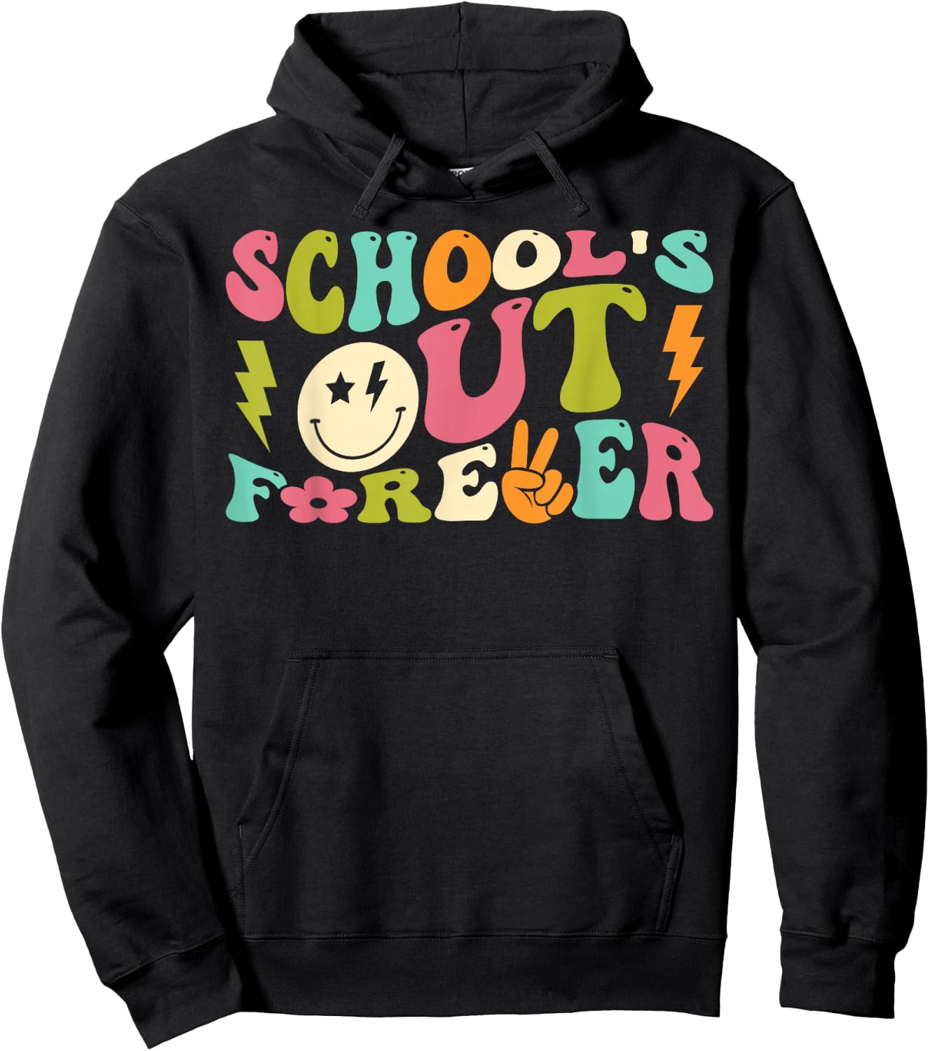 Retro Groovy School's Out Forever Retired Teacher Retirement Hoodie - Hoodie | Black