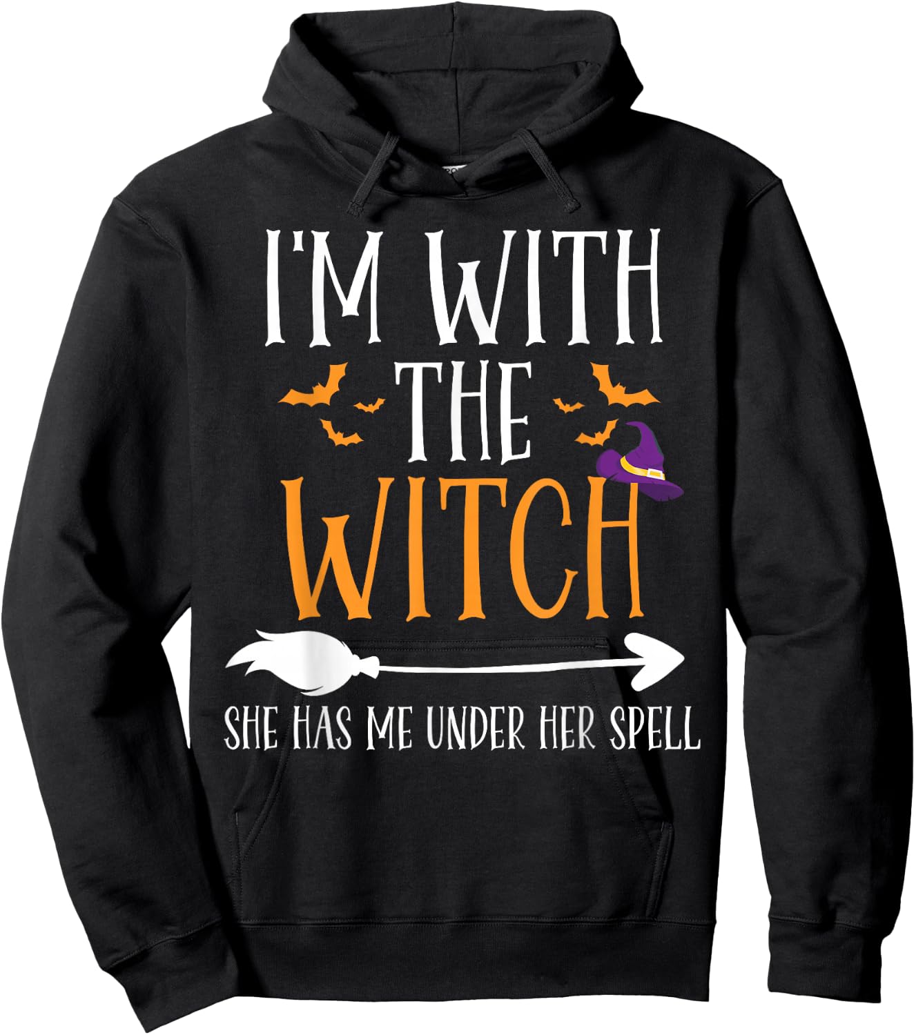 I'm With The Witch Funny Halloween Couples Costume Hoodie - Hoodie | Black