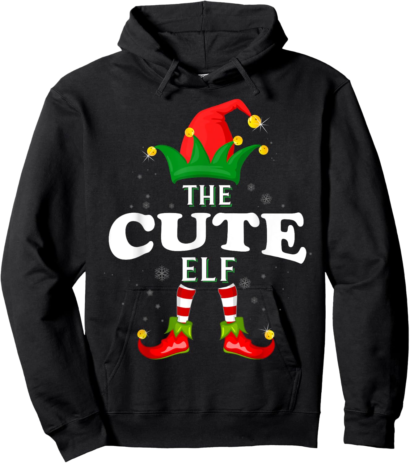 Xmas Cute Elf Family Matching Christmas Pajama Hoodie - Hoodie | Black