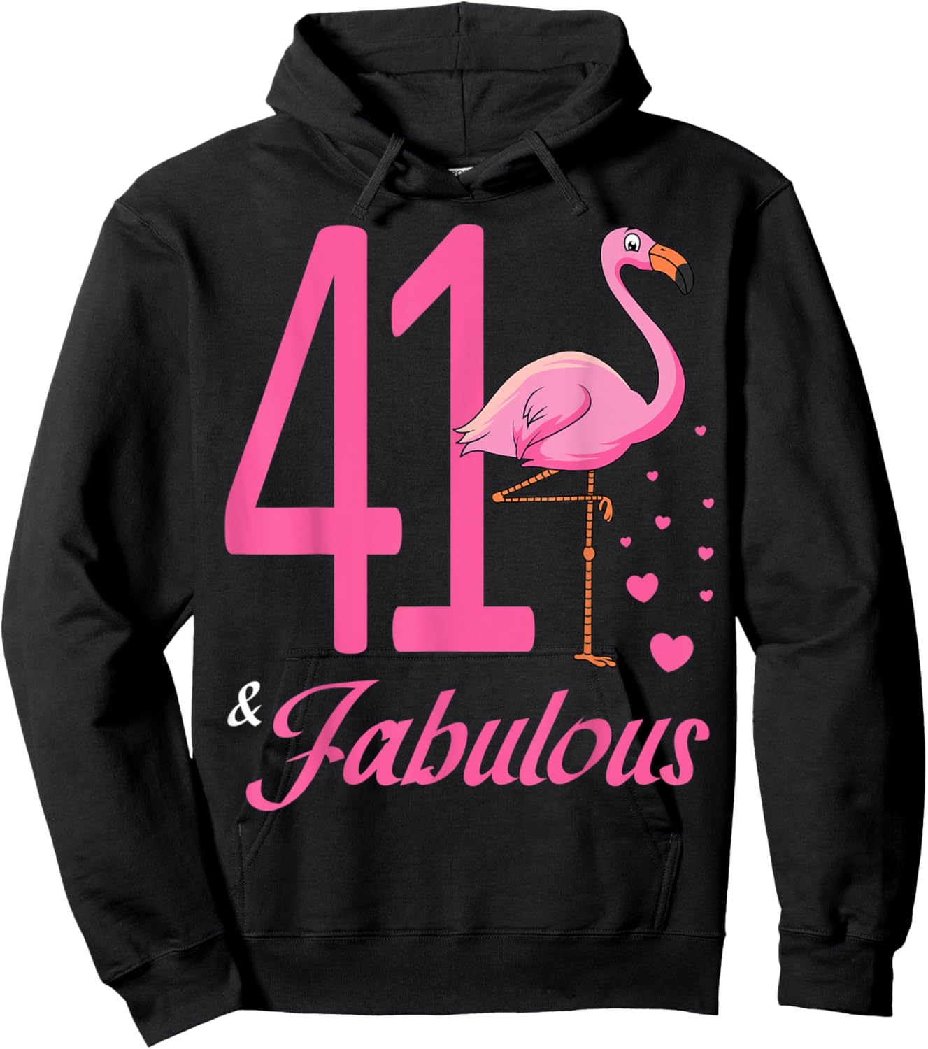 41 & Fabulous Flamingo Birthday 41st Party Celebration Hoodie - Hoodie | Black
