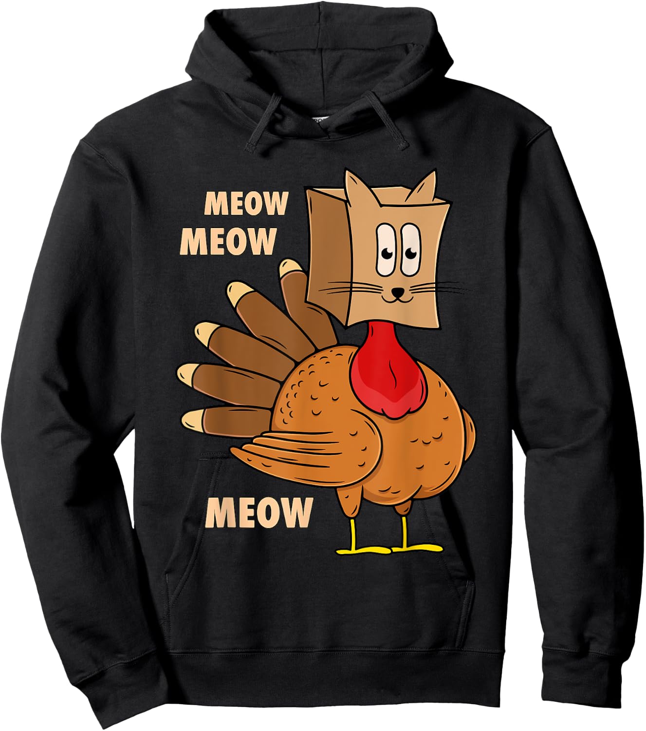 Thanksgiving Turkey Cat Funny Thanksgiving Men Women Hoodie - Hoodie | Black