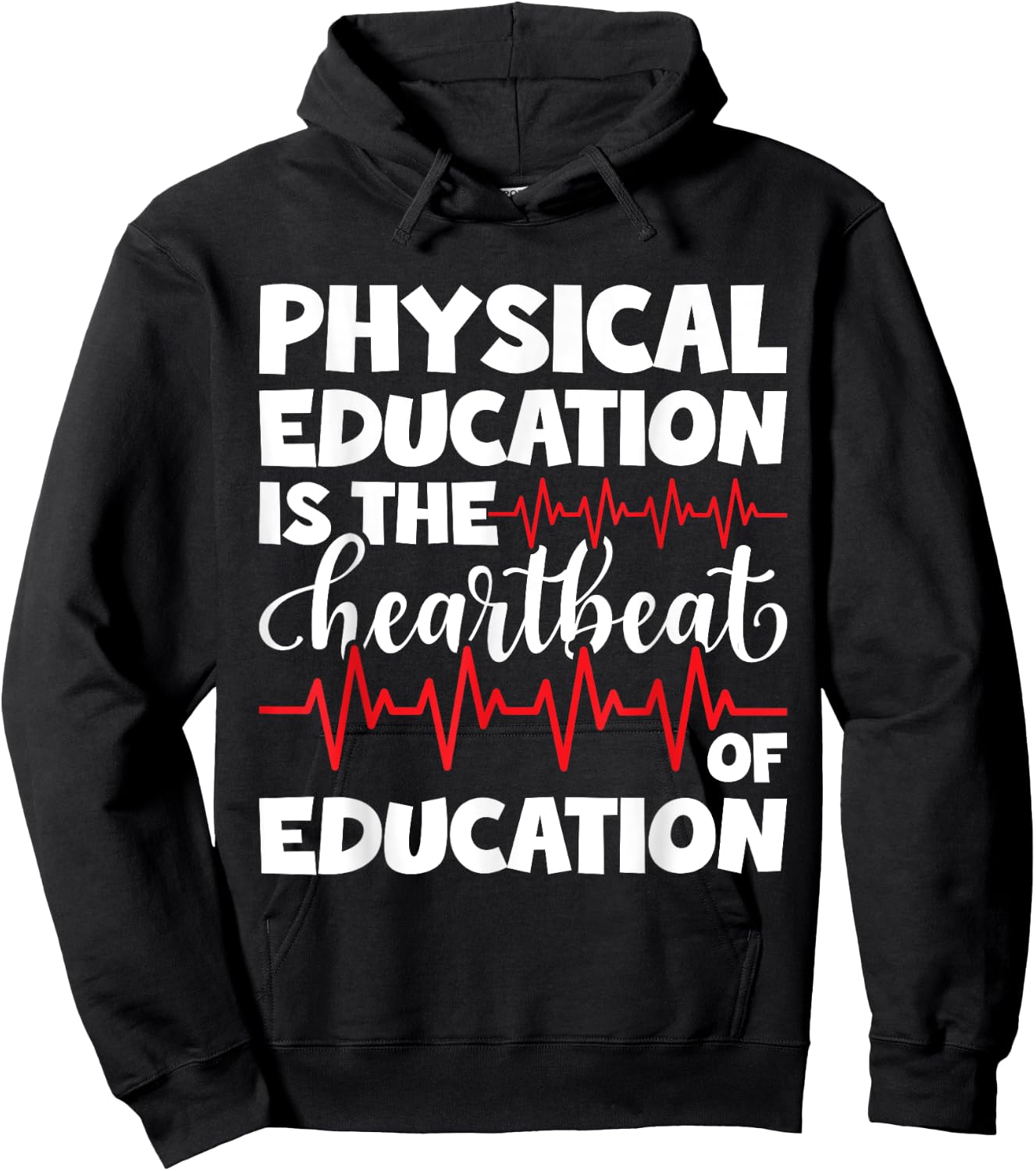 Physical Education PE Teacher Appreciation Heartbeat Hoodie - Hoodie | Black