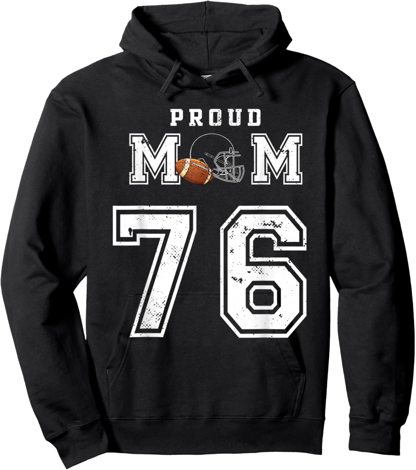 Custom Proud Football Mom Number 76 Personalized Hoodie - Hoodie | Black