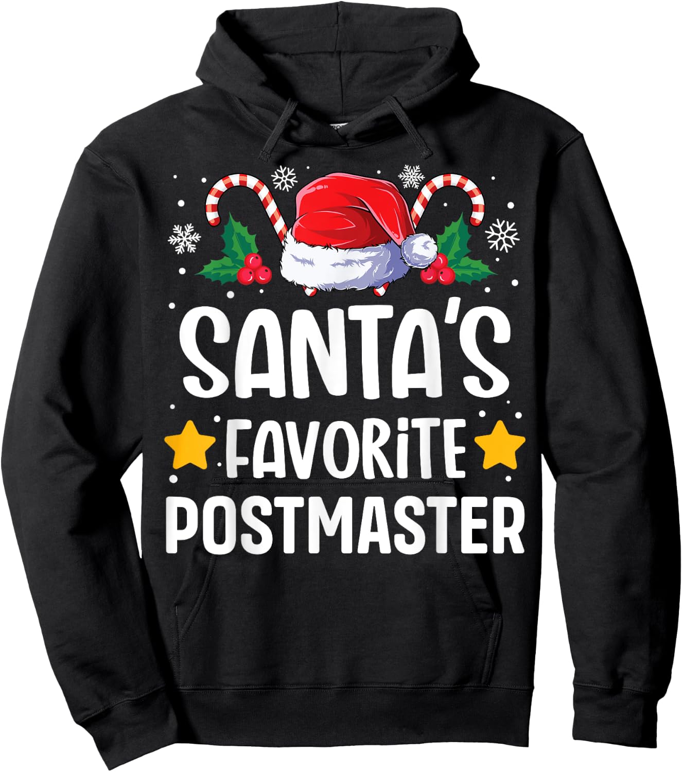 Santas Favorite Postmaster Christmas Matching Group Pajama Hoodie - Hoodie | Black