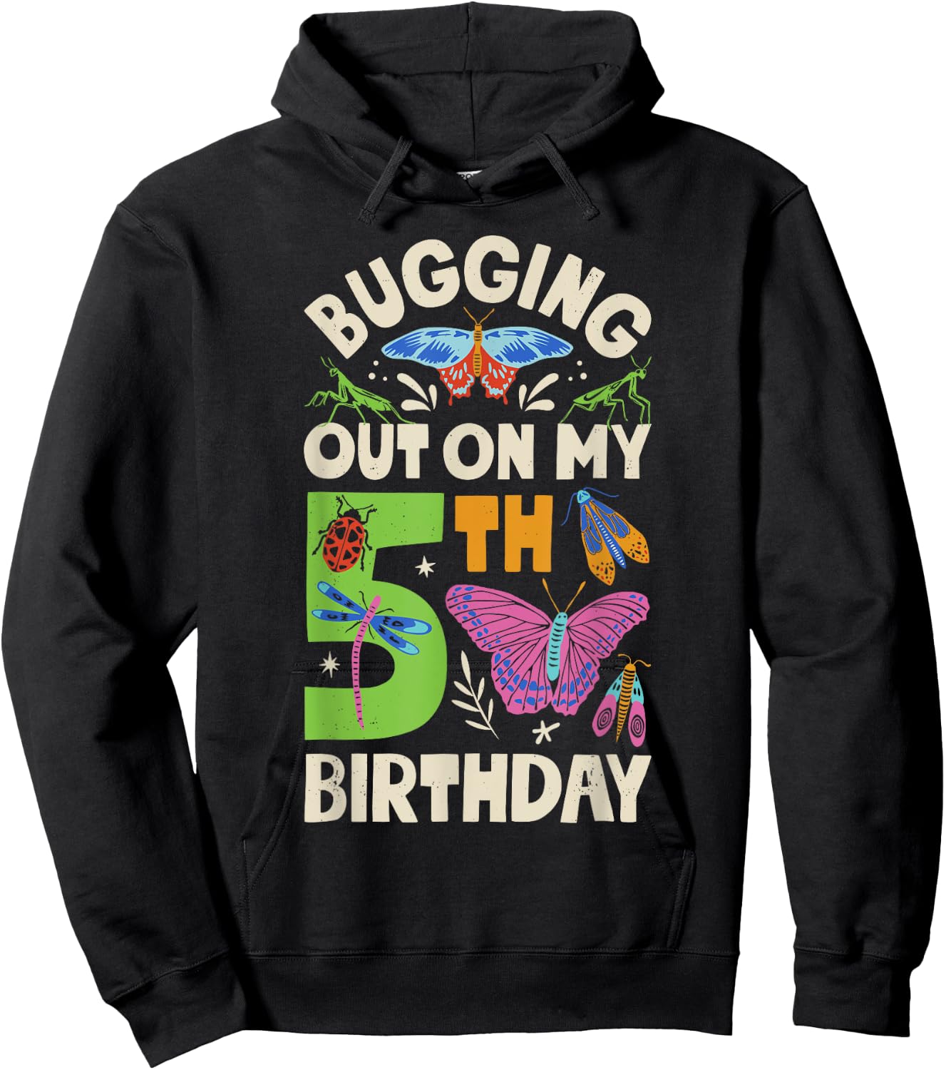 Insect Bugging Out On My 5th Birthday Party 5 Year Old Boys Hoodie - Hoodie | Black