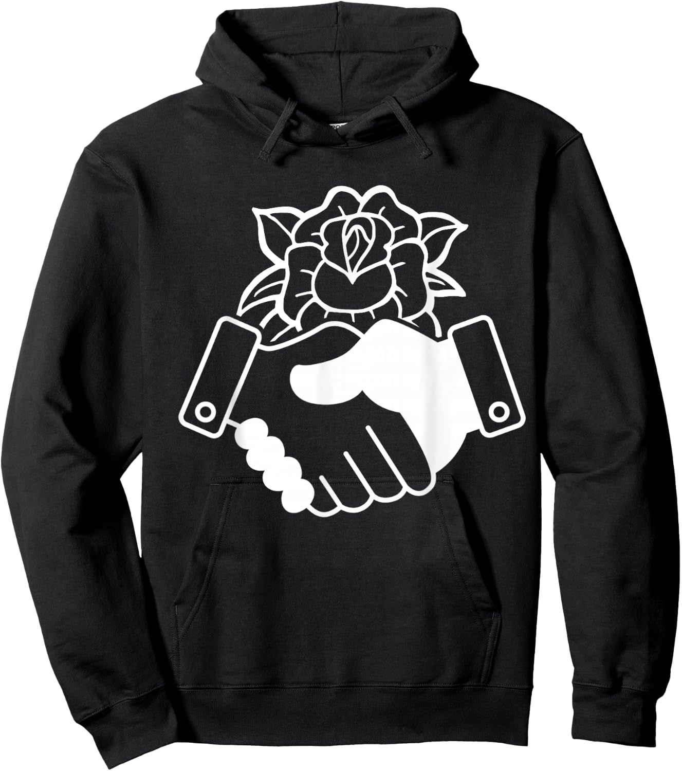Democratic Socialism Socialist of America Rose Handshake Hoodie - Hoodie | Black
