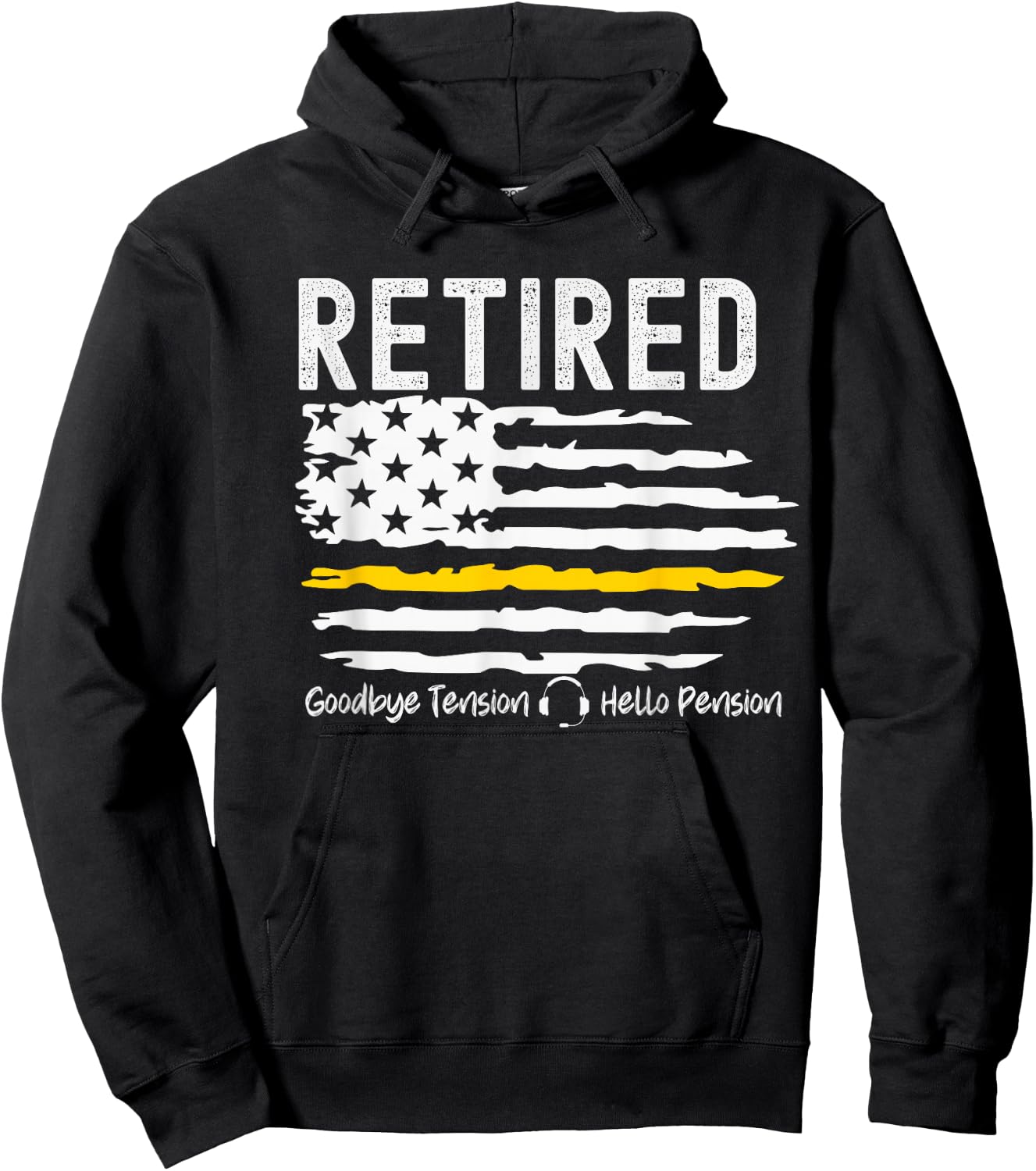 911 Retired Dispatcher Gift Thin Gold Line Dispatch Life Hoodie - Hoodie | Black