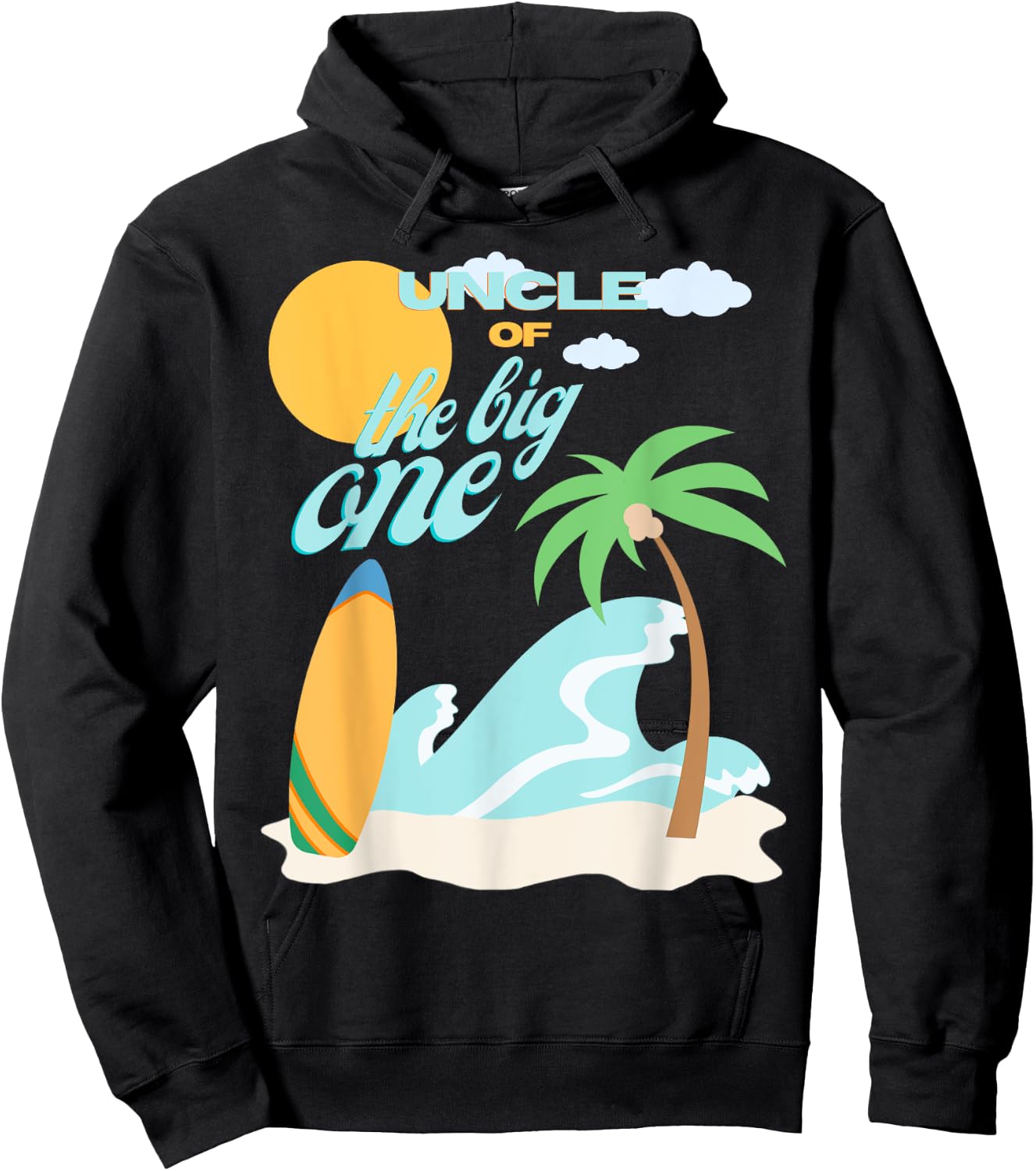 Uncle First Birthday 1st Bday Surfing Family Matching Hoodie - Hoodie | Black