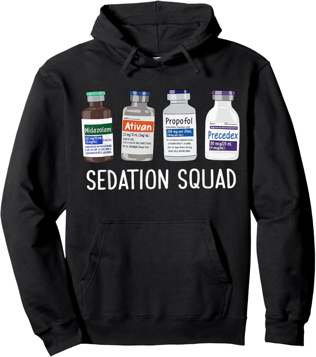 Sedation Squad Pharmacology CRNA ICU Nurse Appreciation Hoodie - Hoodie | Black