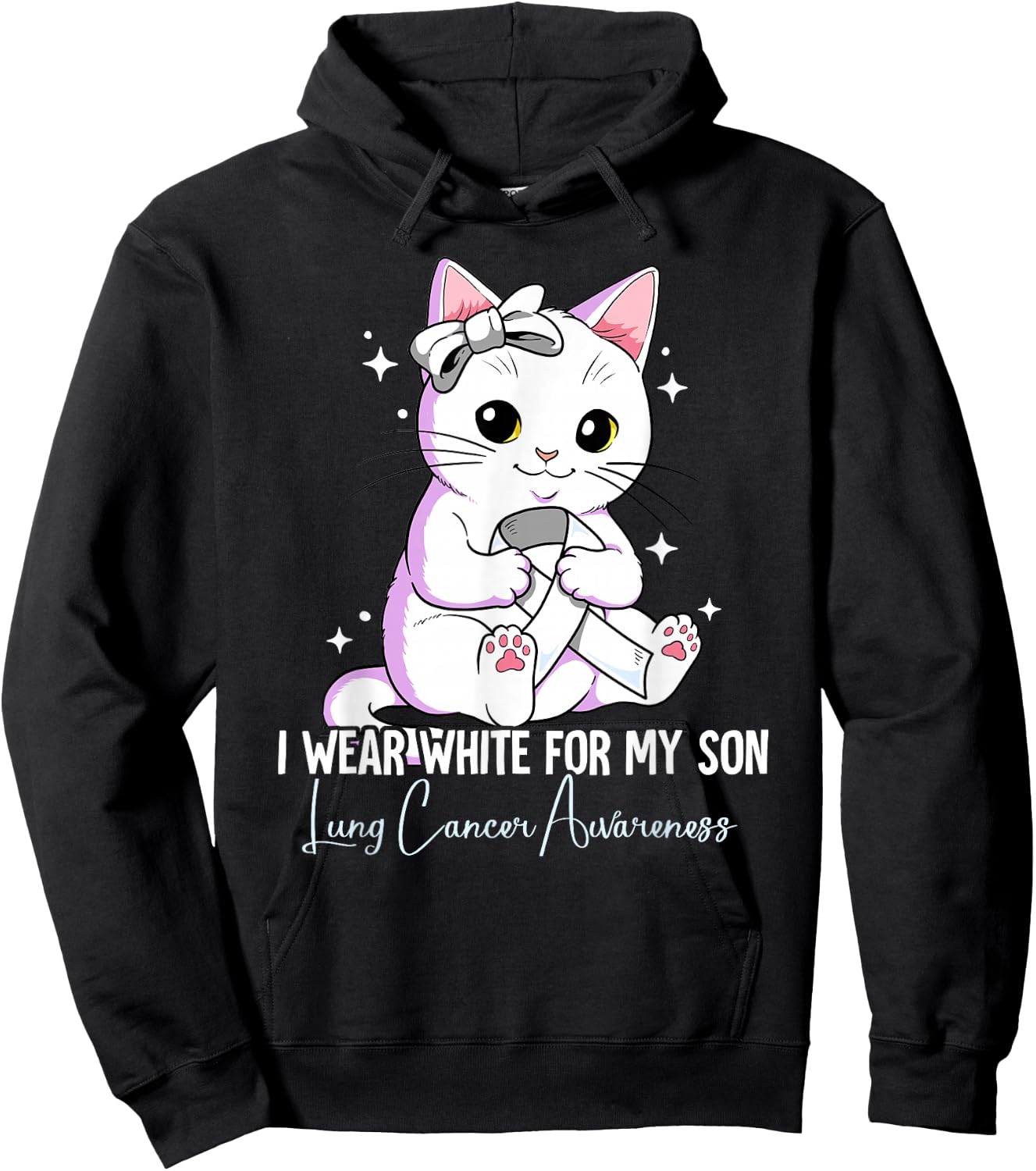 I Wear White For My Son Lung Cancer Awareness Hoodie - Hoodie | Black