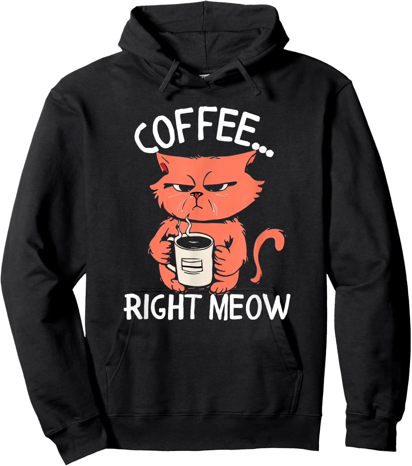 Coffee Right Meow Funny Cat Coffee Lovers Saying Quote Hoodie - Hoodie | Black