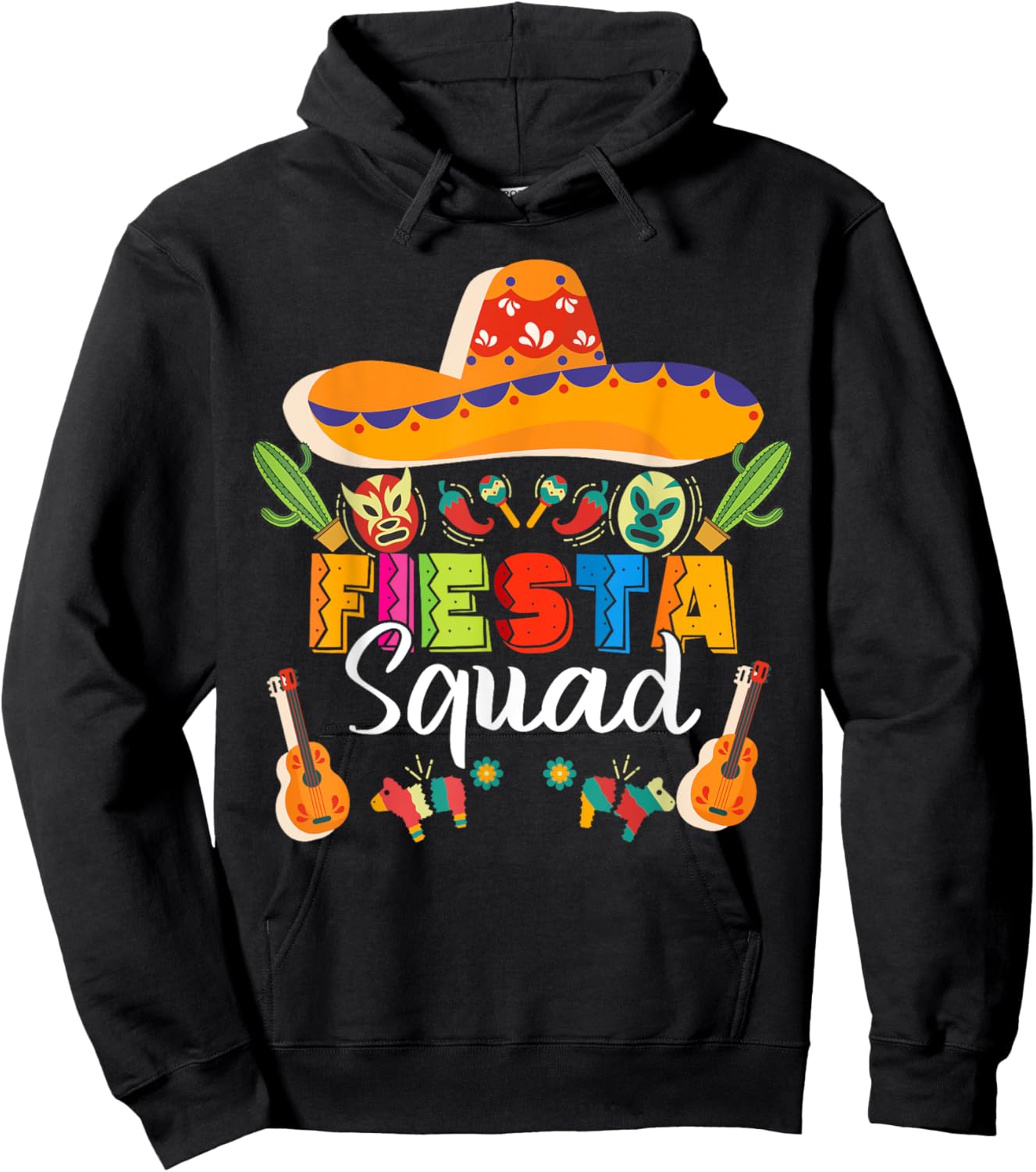 Funny Cinco De Mayo Fiesta Squad Mexican Party Cinco De Mayo Hoodie - Hoodie | Black