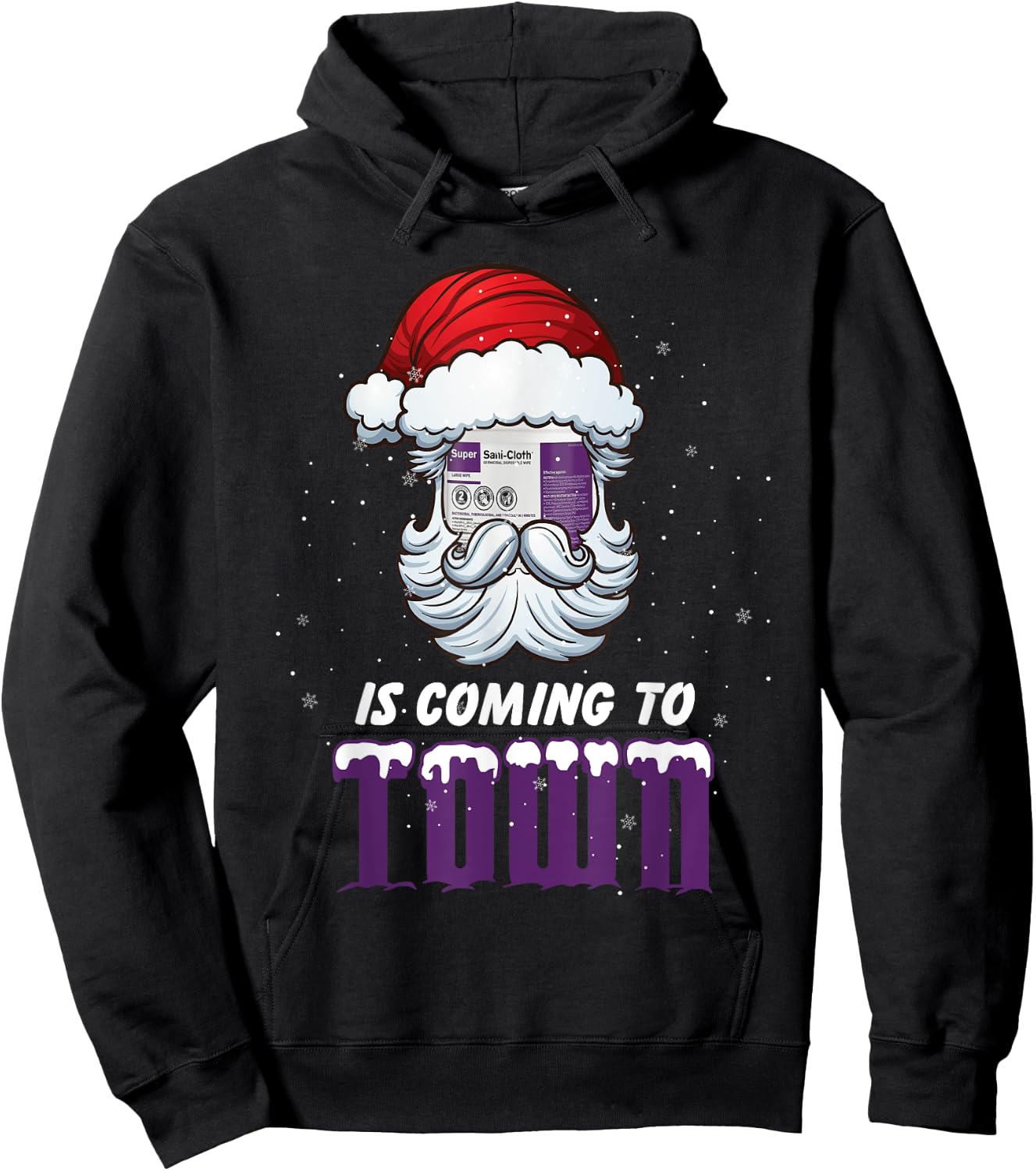 Sani-Cloth Is Coming To Town Merry Christmas Nurse RN Santa Hoodie - Hoodie | Black