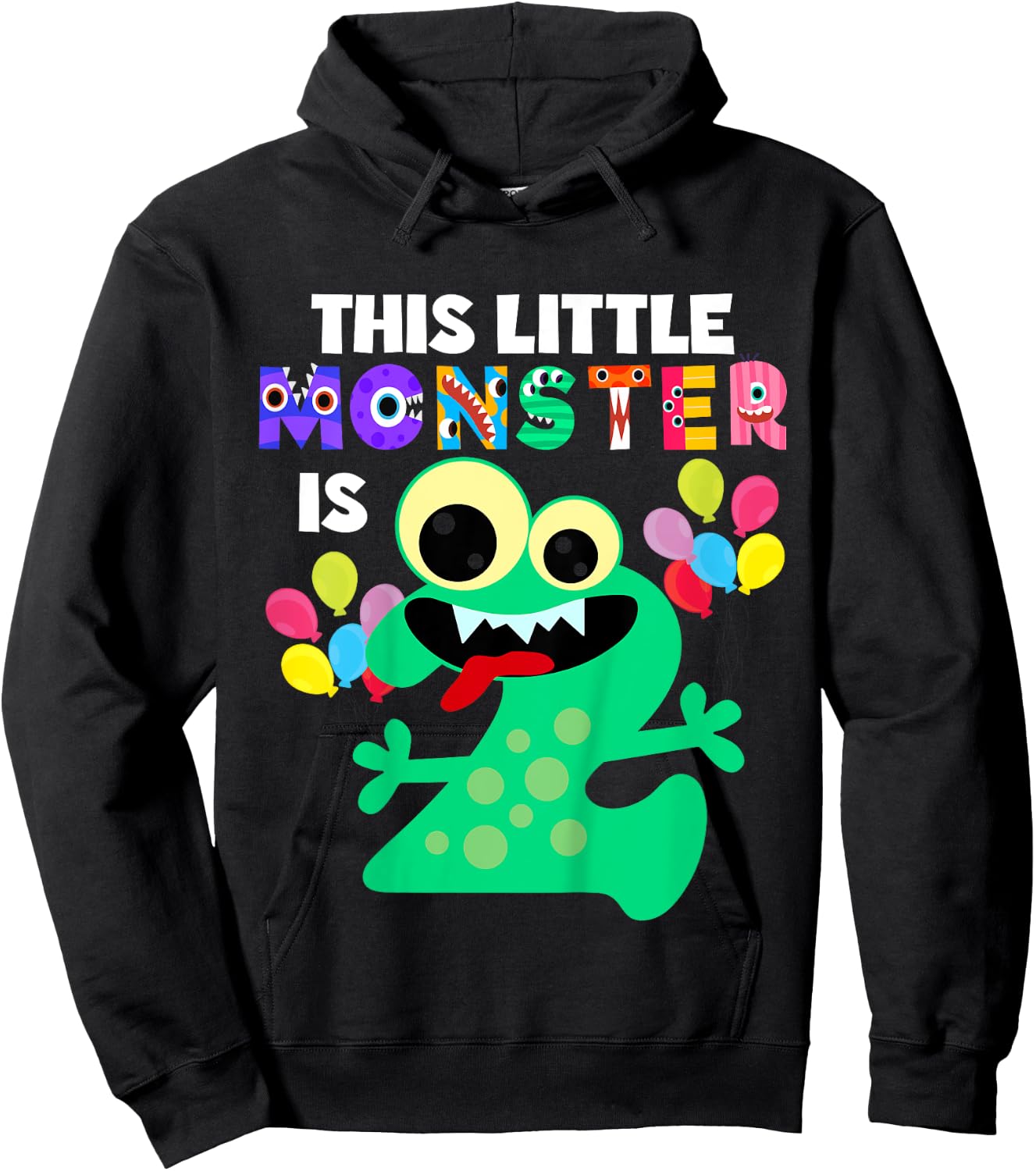This Little Monster is 2 Two Years 2nd Birthday Party Aliens Hoodie - Hoodie | Black