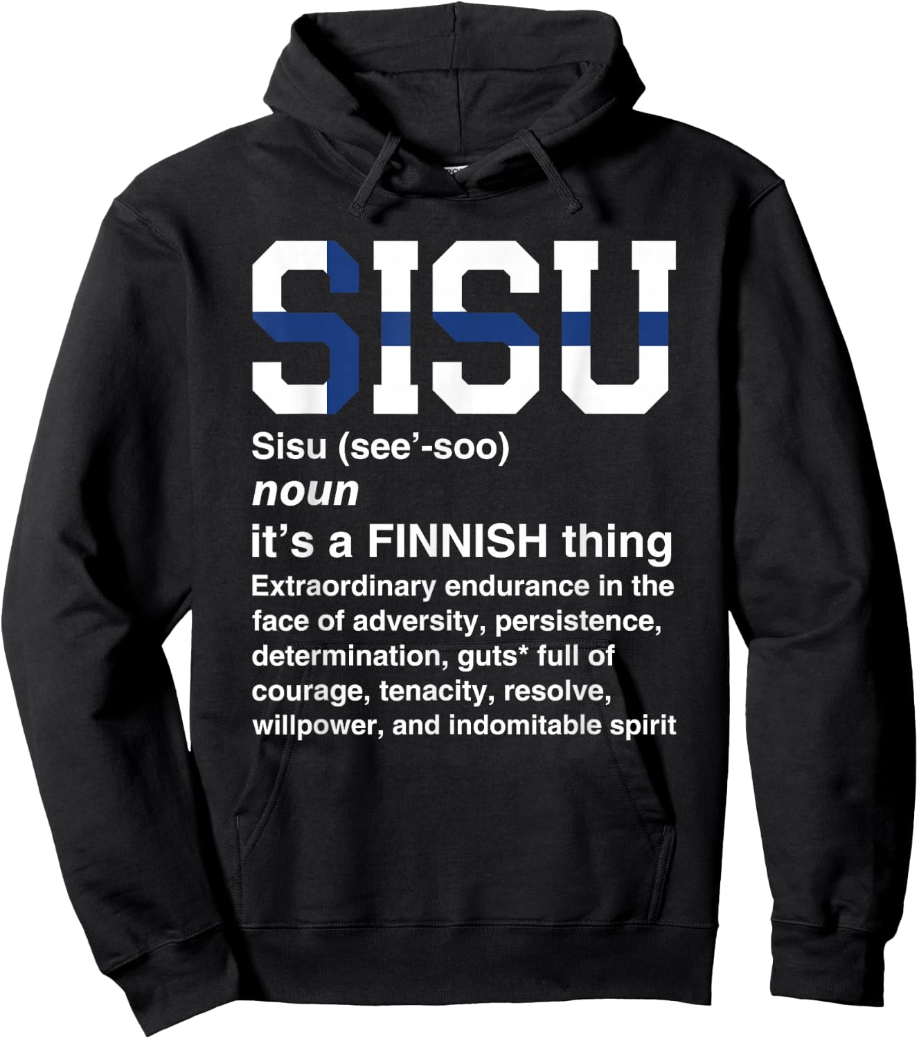 Sisu Definition Funny Finnish Gift Finland Men Women Hoodie - Hoodie | Black