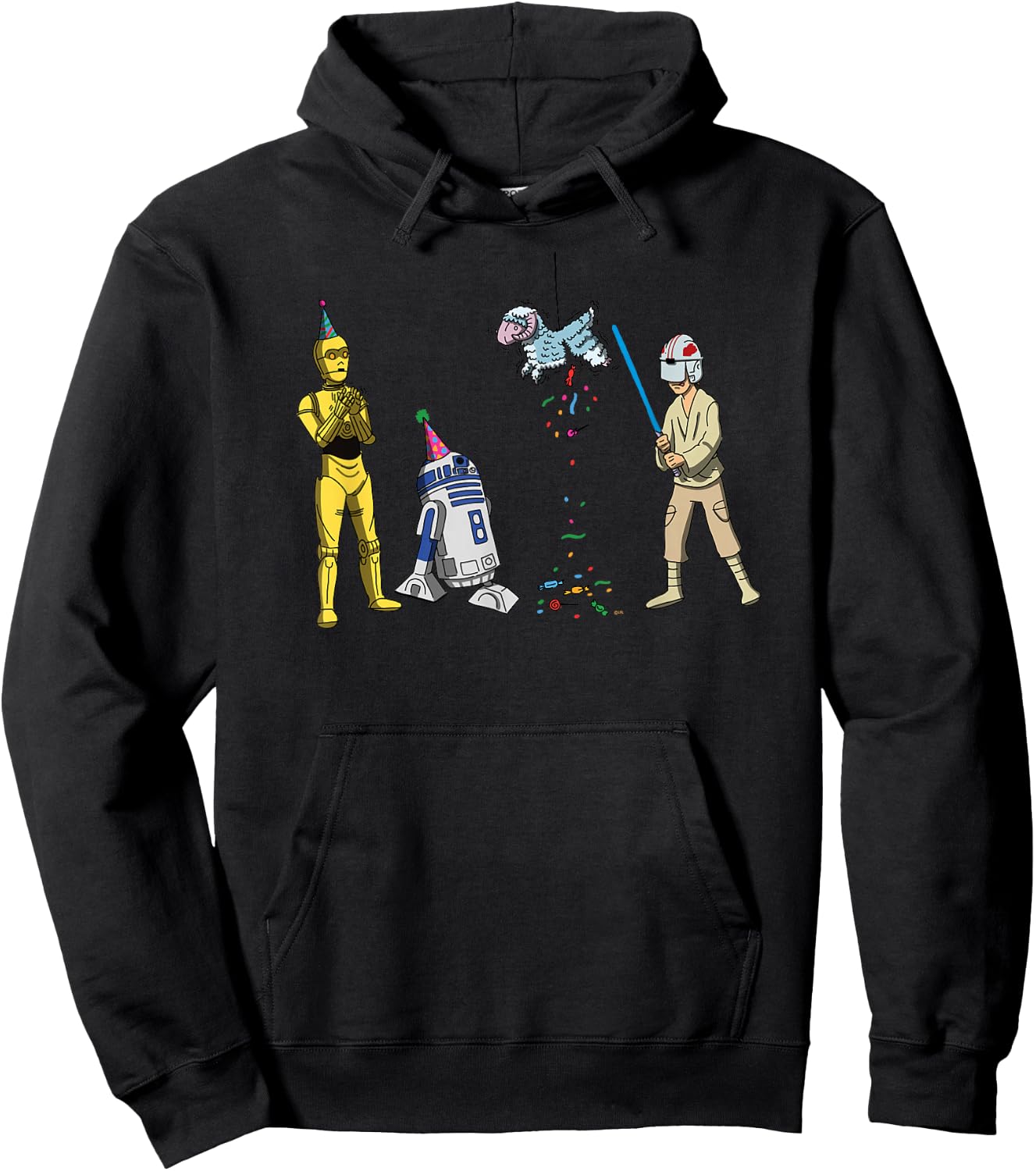Star Wars Luke Skywalker Jedi Droids Tauntaun Piñata Funny Hoodie - Hoodie | Black