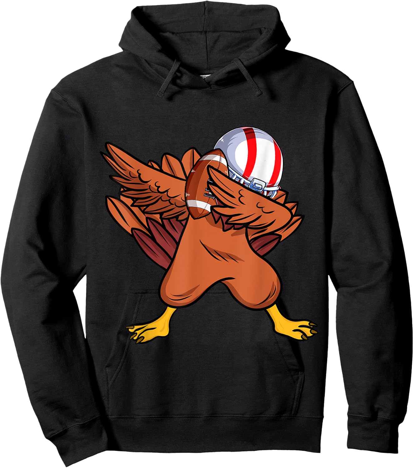 Dabbing Football Player Boys Men dabbing turkey thanksgiving Hoodie - Hoodie | Black