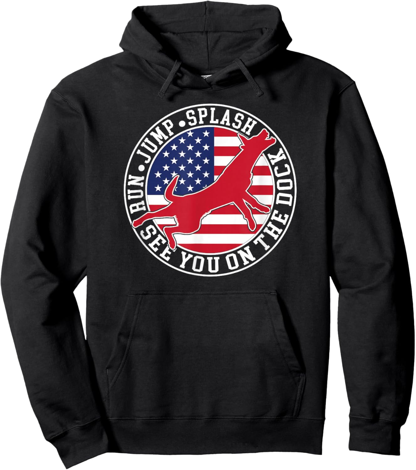 Dog Dock Jumping Dock Diving Dogs American Flag Hoodie - Hoodie | Black
