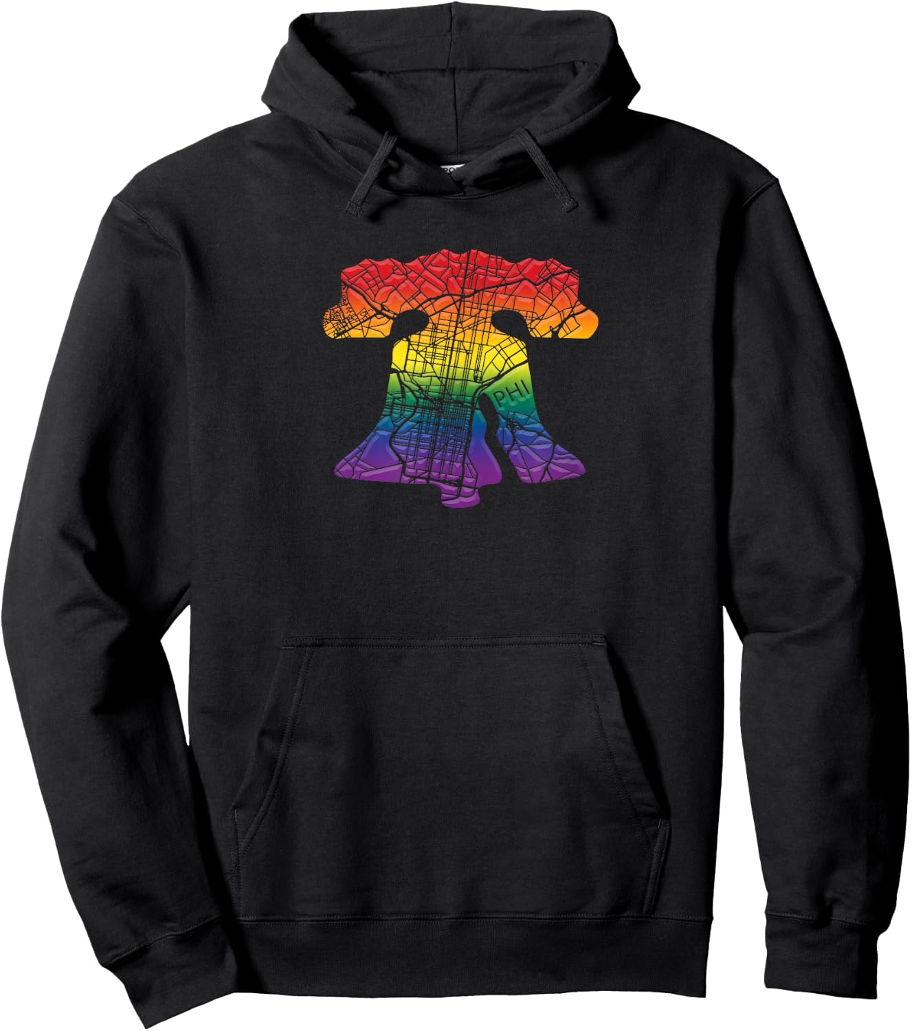 Rainbow Gay Pride Love Philly Liberty Bell 215 Philadelphia Hoodie - Hoodie | Black