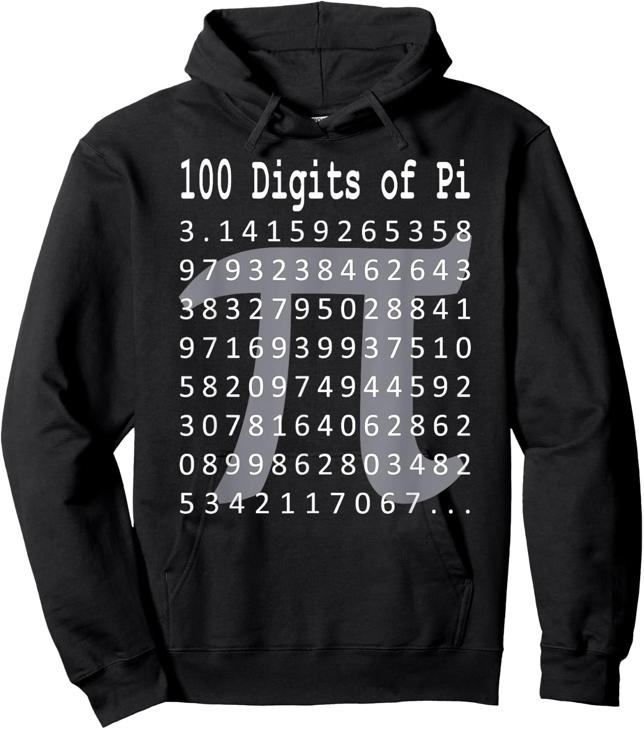 Pi Shirt, 100 Digits of Pi, 100 Digits of Pi Symbol Math Hoodie - Hoodie | Black