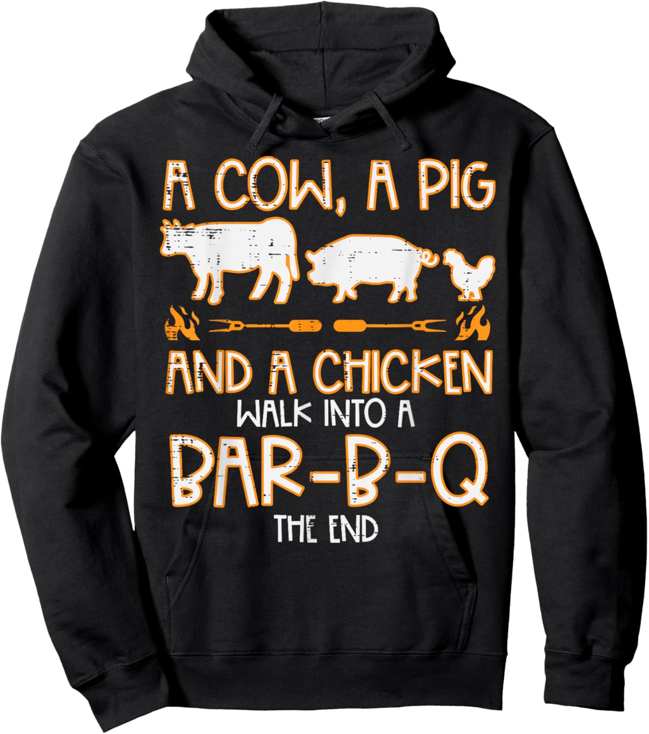 Cow Pig Chicken Walk Bar B Q Bbq Barbecue Grilling Men Women Hoodie - Hoodie | Black