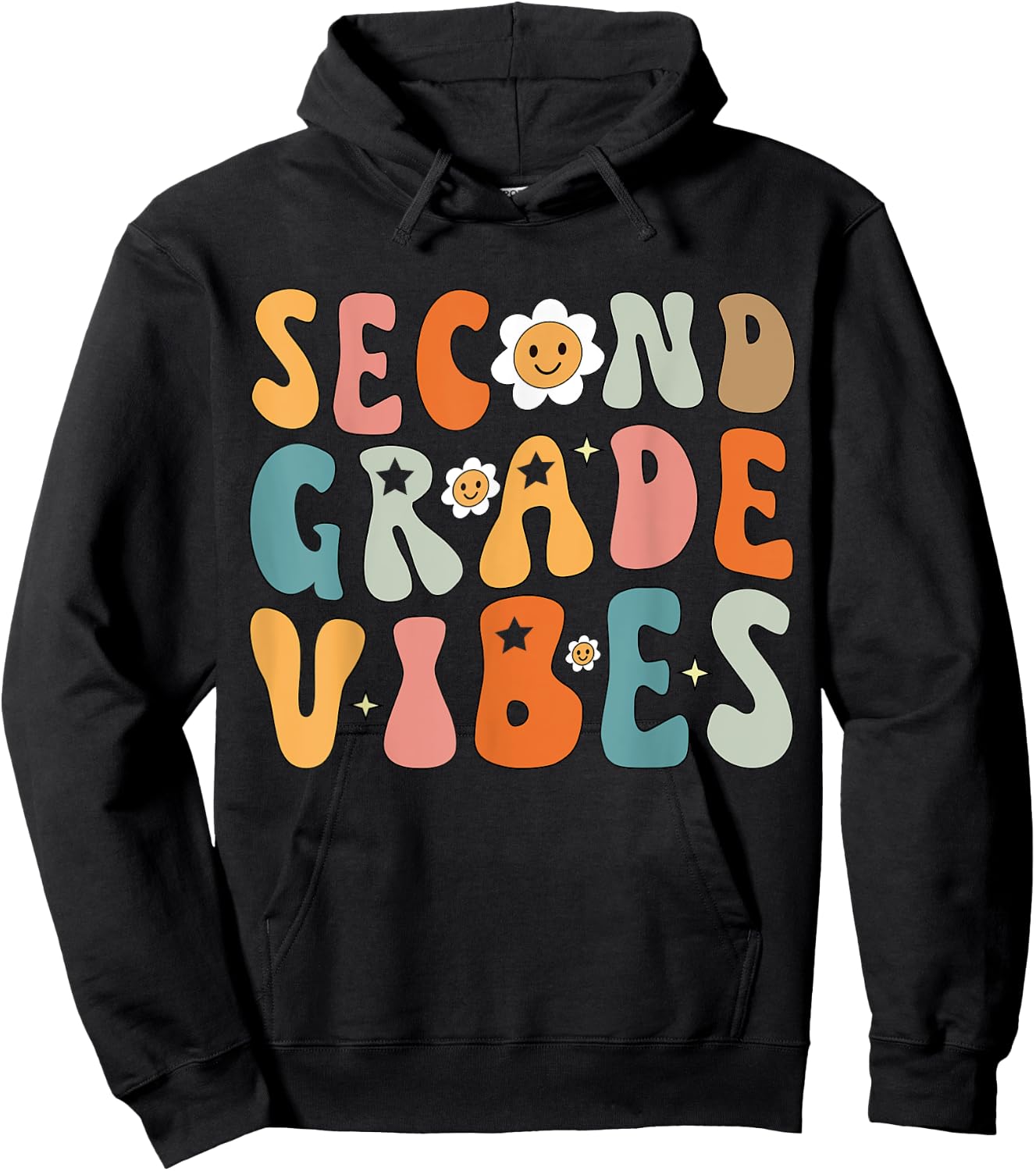 Second Grade Vibes, 2nd Grade Team Retro 1st Day of School Hoodie - Hoodie | Black