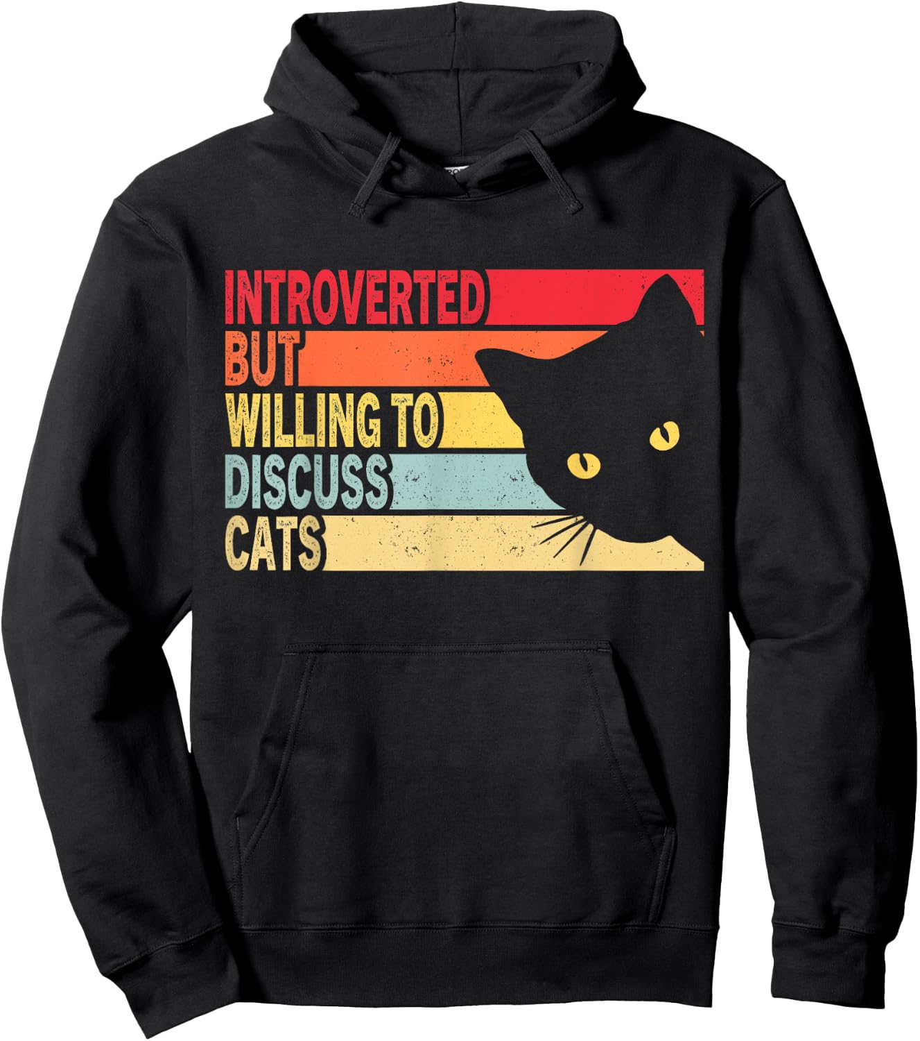 Introverted But Willing To Discuss Cats Vintage Cat Lover Women Hoodie - Hoodie | Black