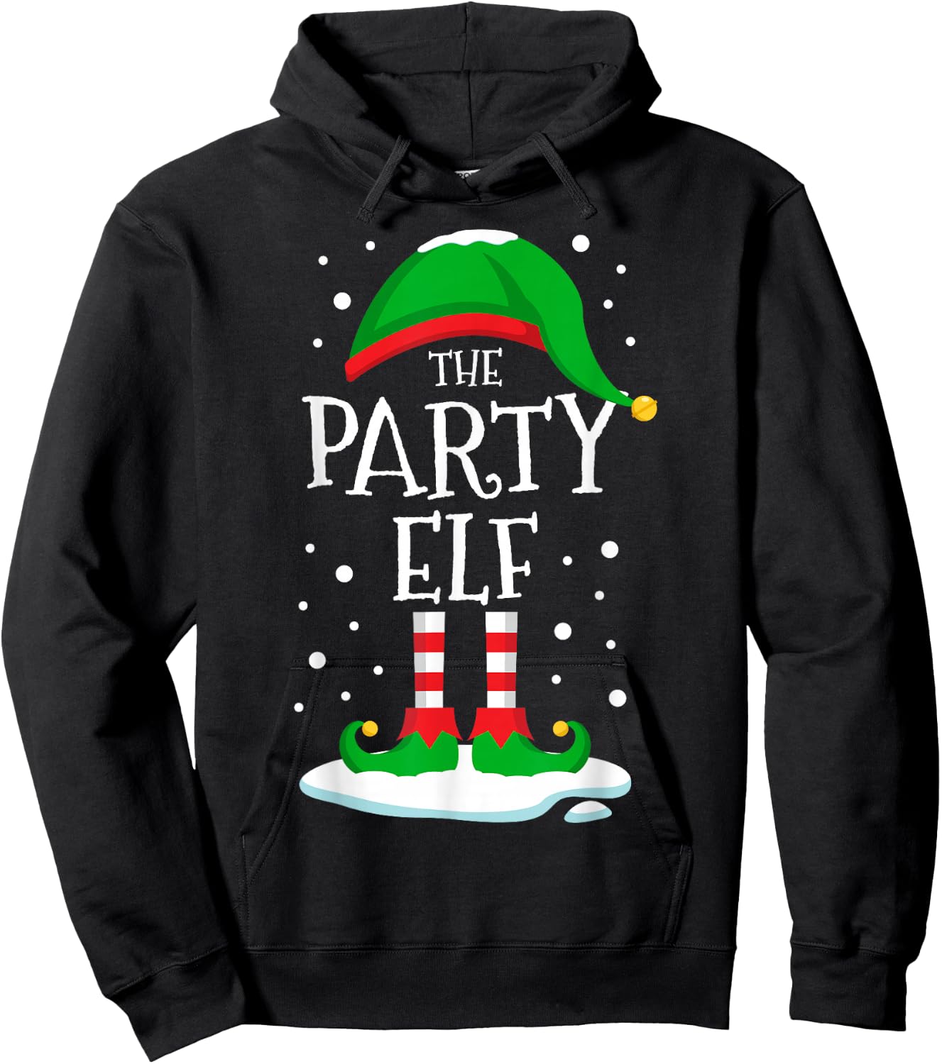 The Party Elf Christmas Family Matching Xmas Group Funny Hoodie - Hoodie | Black