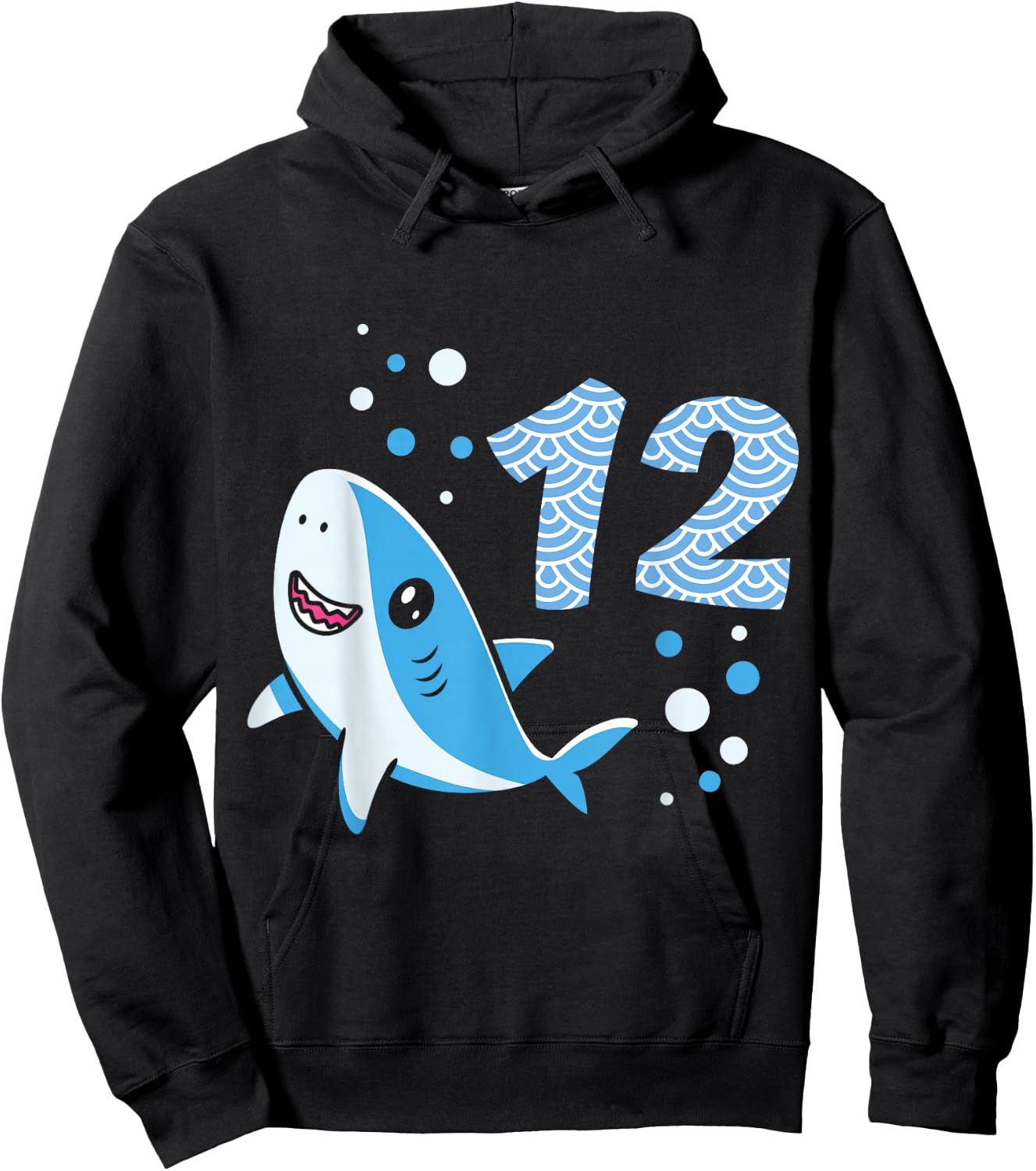 12th Birthday Boys Shark 12 years Old Ocean Shark B-day Hoodie - Hoodie | Black